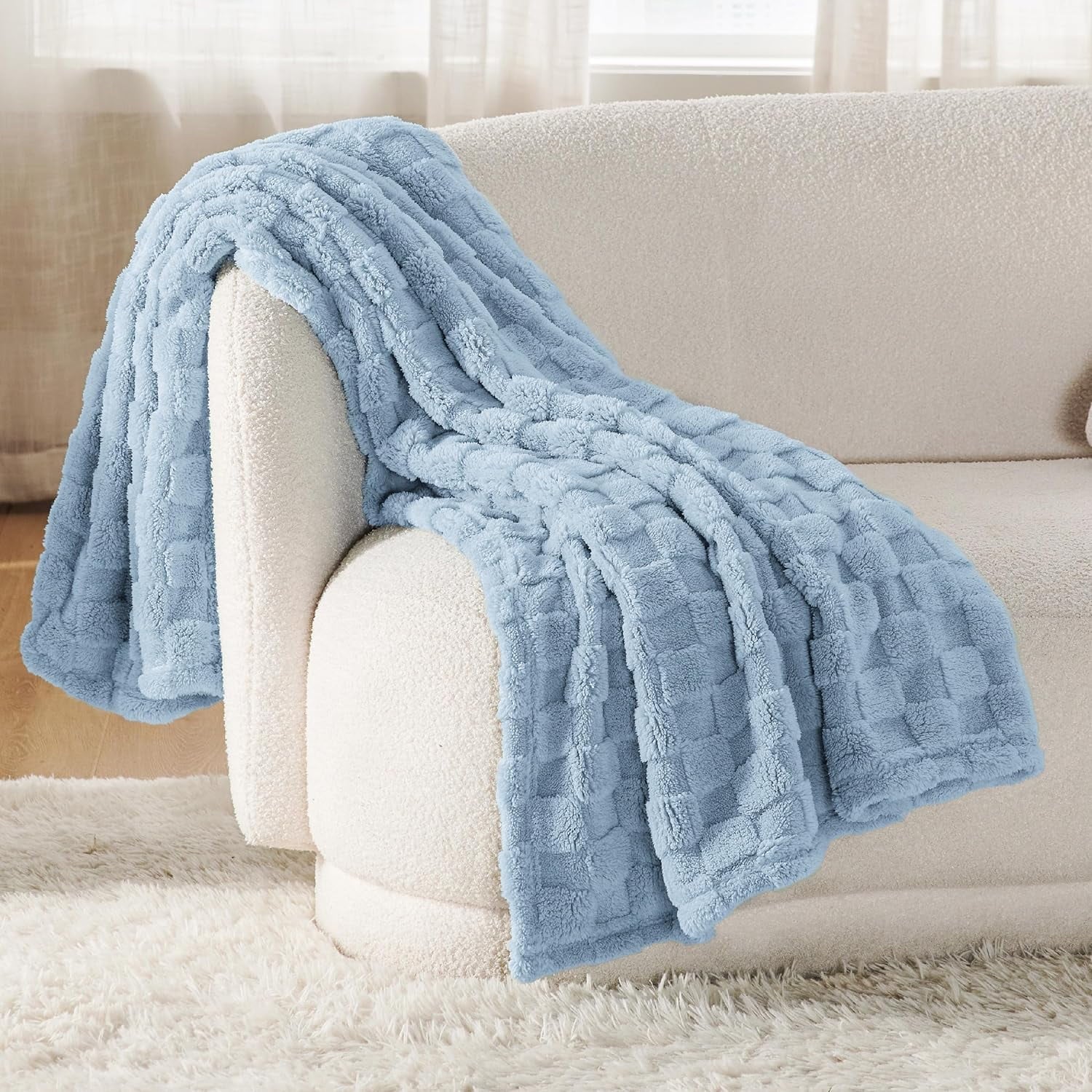 Cozy Comfort Dream Blue Fleece Blanket for Couch - Super Soft Cozy Blankets for Women,Girls, 50x60 Inches