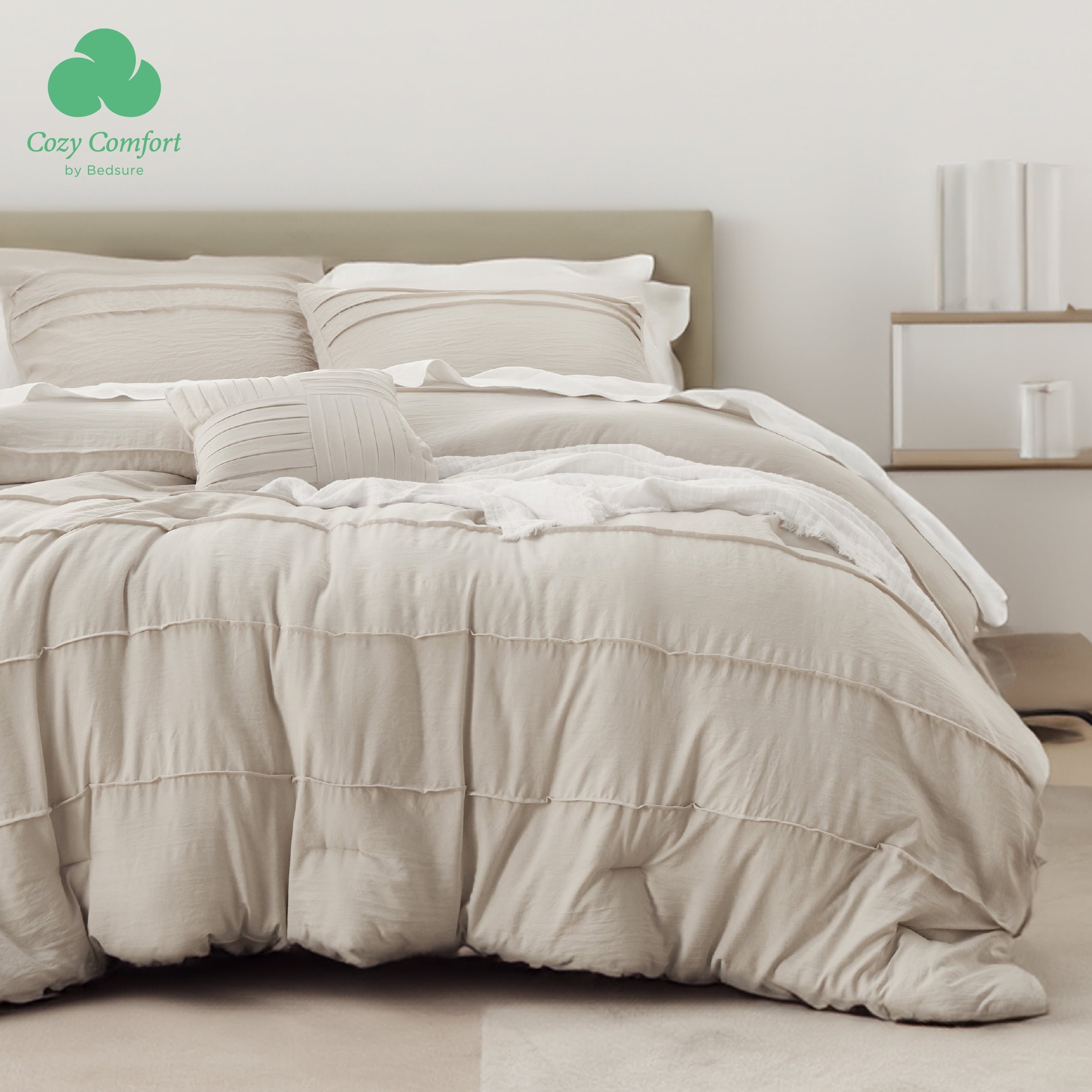 Cozy Comfort 4-Piece Cozy Beige Comforter Set, Full