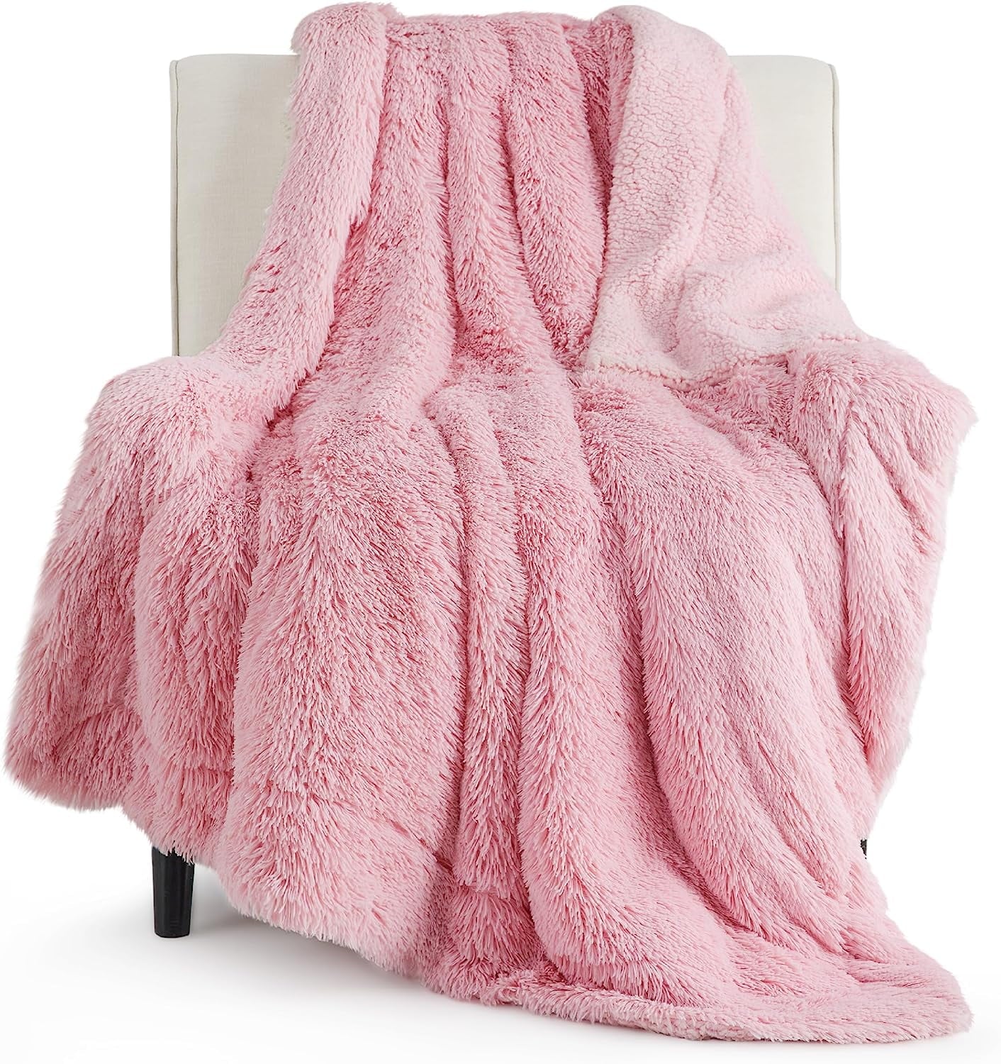 Cozy Comfort Faux Fur Twin Blanket Pink ¨C Fluffy Blankets Throws Shaggy Faux Fur Blanket 60x80 Inches