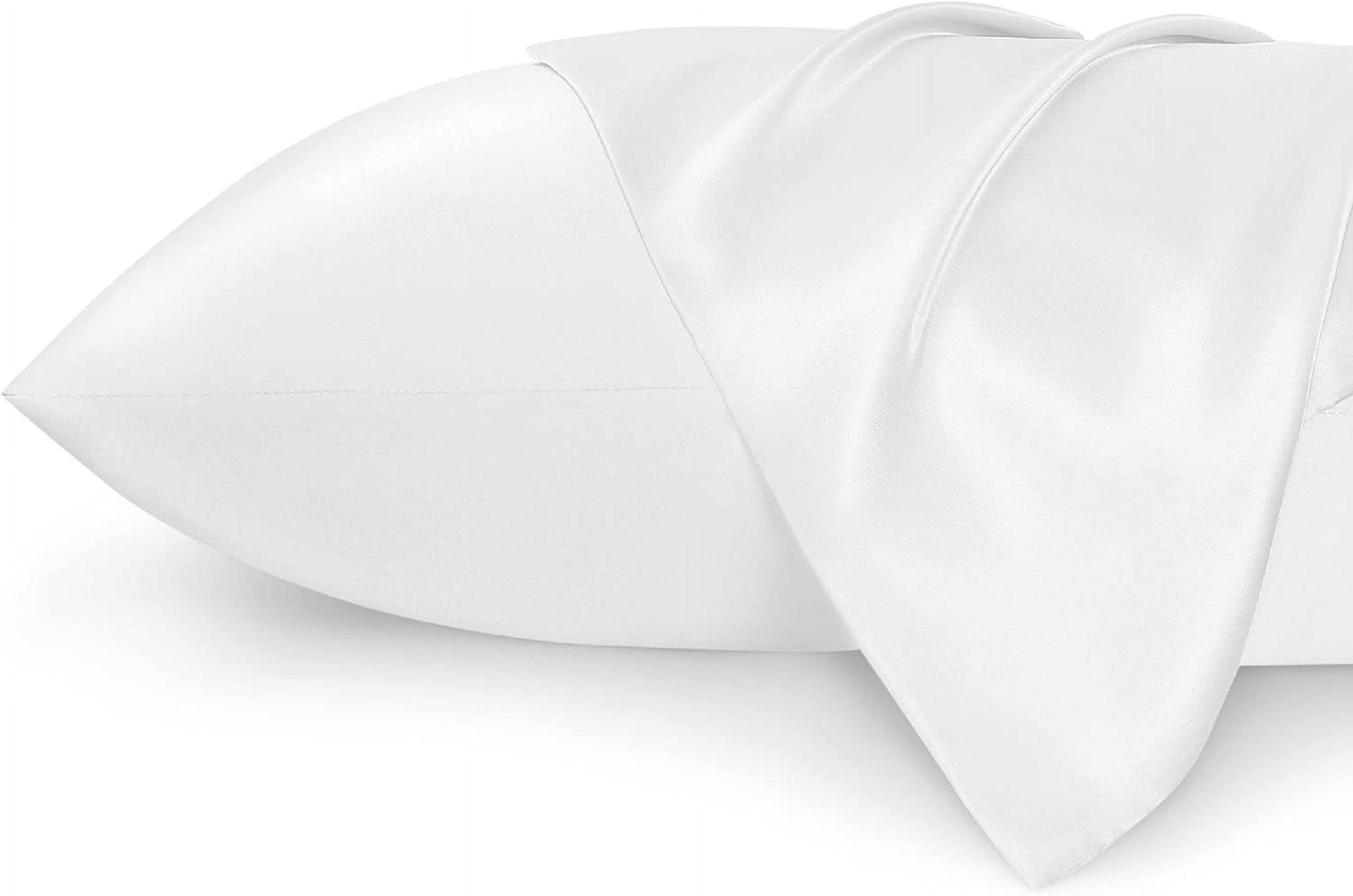 Bedsure Satin Pillowcase 2 Pack King 20x36 with Envelope Closure for Hair and Skin£¬White