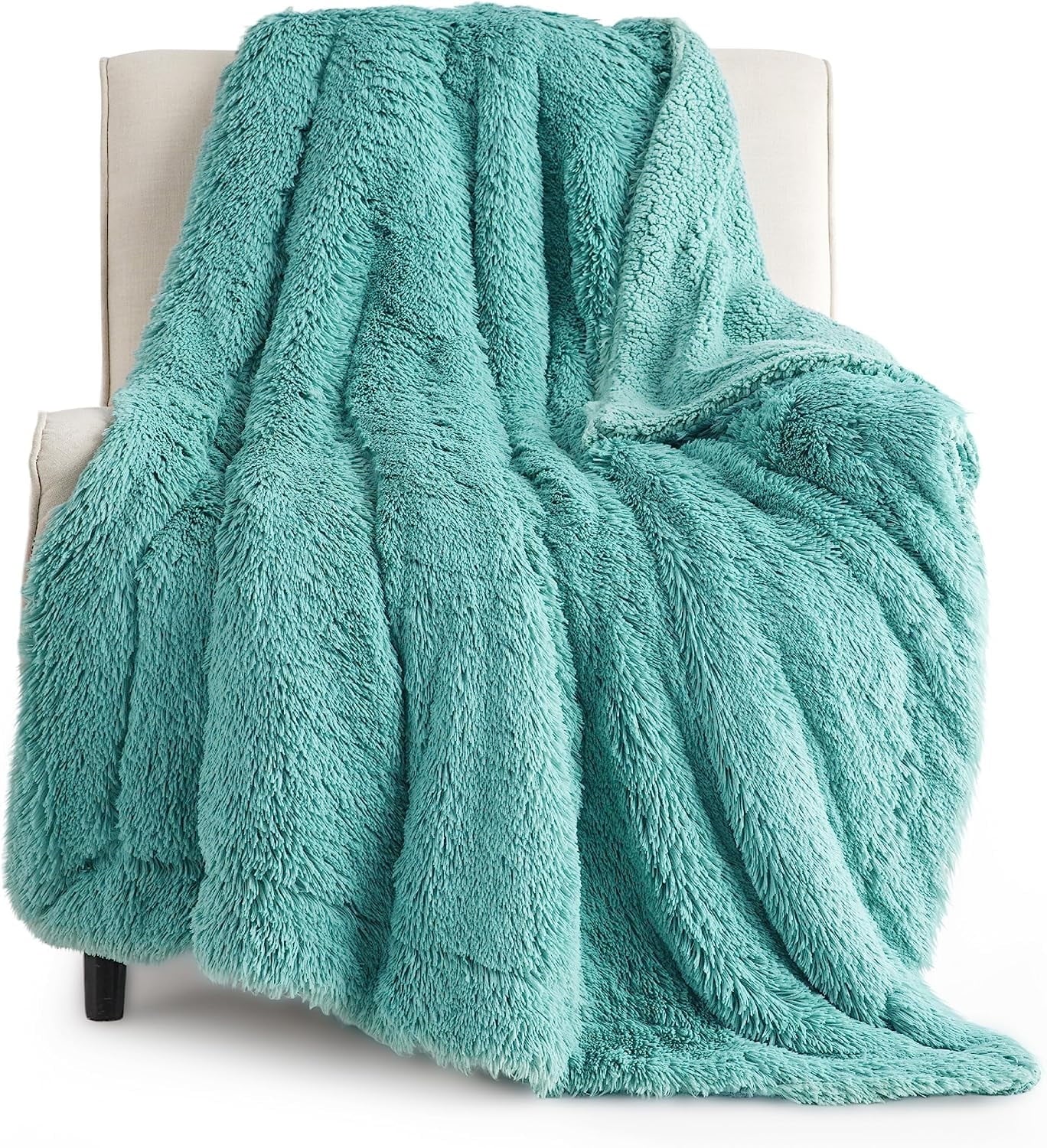 Cozy Comfort Faux Fur Sage Green Throw Blanket a?? Fluffy Blankets Throws Shaggy Faux Fur Blanket 50x60 Inches