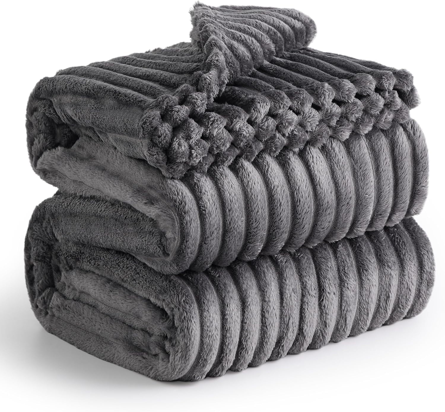 U by Bedsure Grey Fleece Queen Blanket for Couch - Super Soft Cozy Blankets for Women, Girls, 90x90 inches