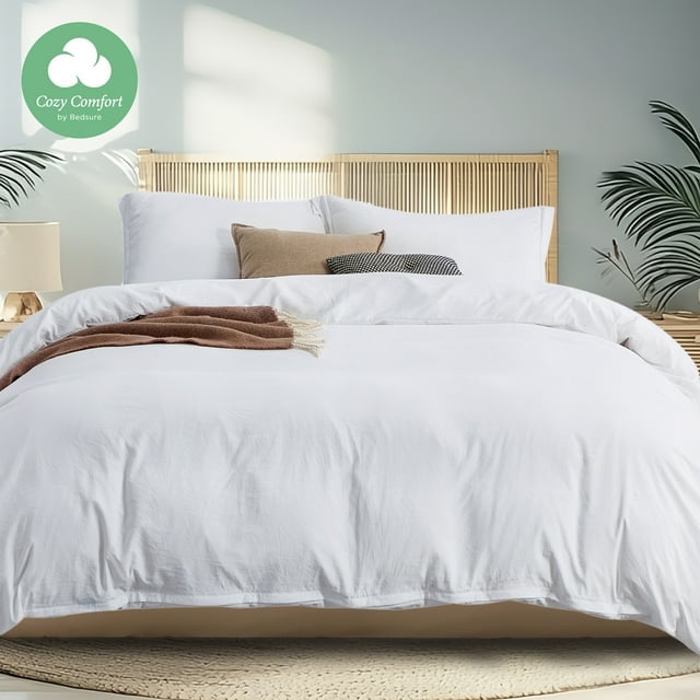 Cozy Comfort Duvet Cover King 3 Pieces with Zipper Closure 1 Duvet Cover 104x90 inches and 2 Pillow Shams White