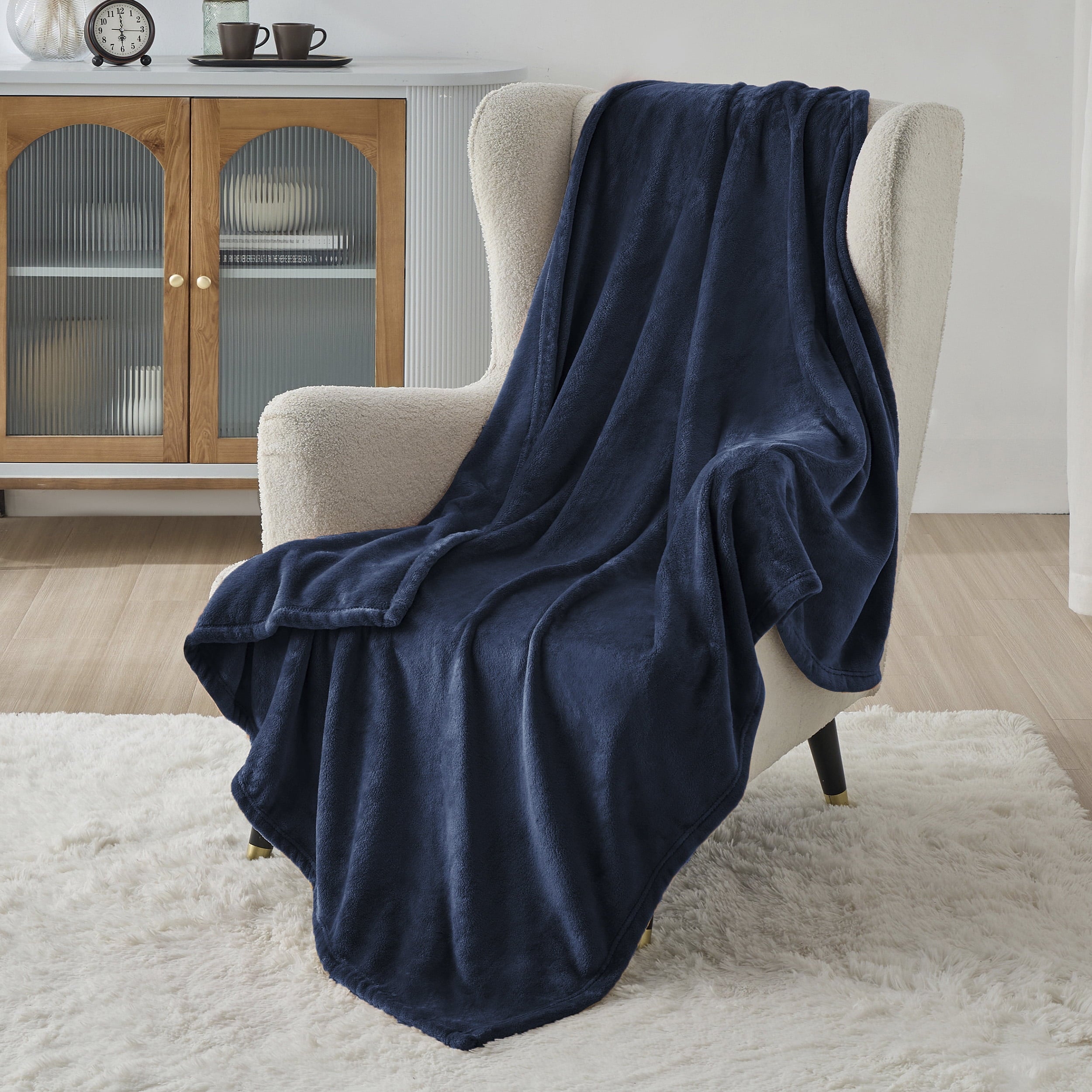 Bedsure Fleece Blanket Twin Blanket Dark Blue Soft Lightweight Plush Fuzzy Cozy 60X80 inches