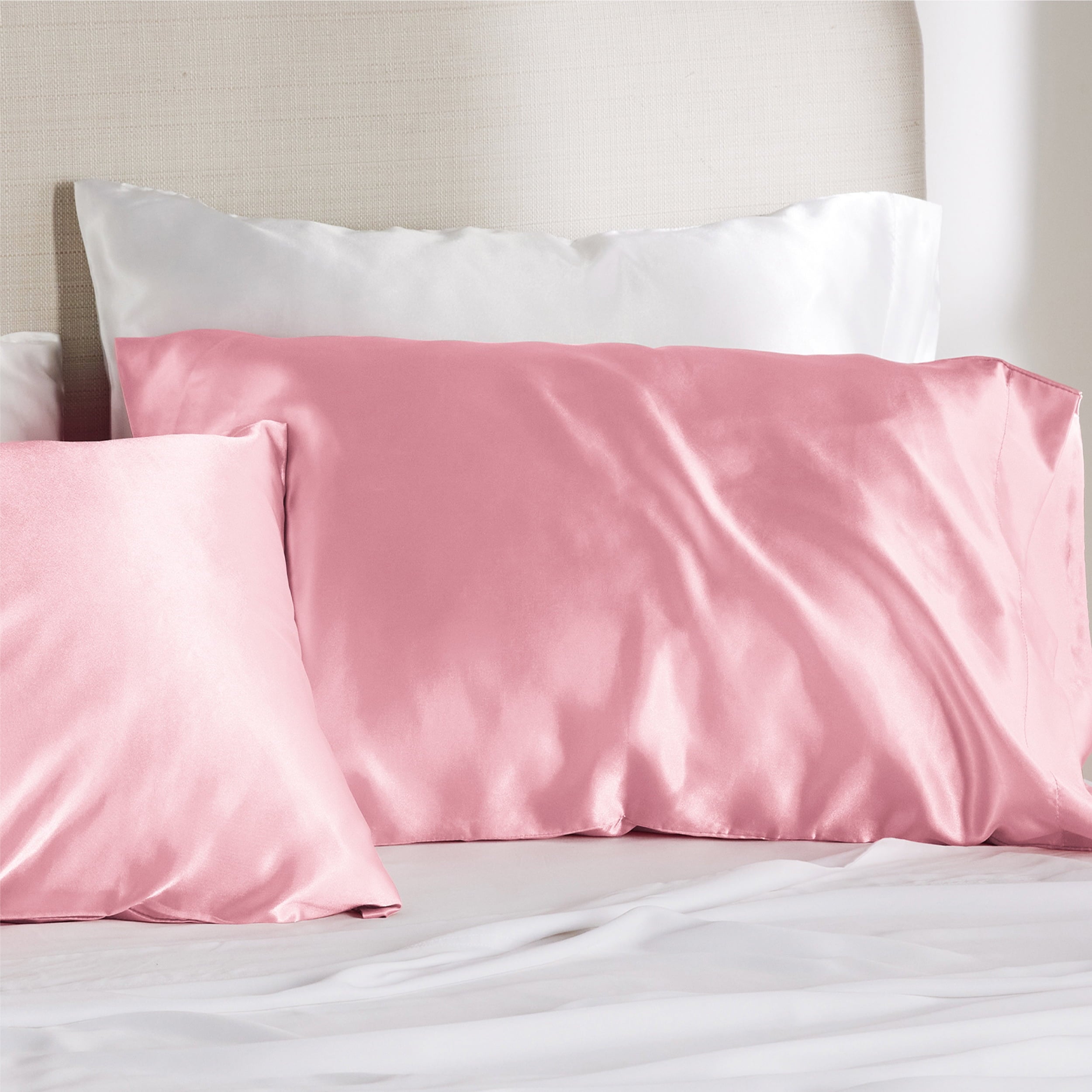 Bedsure Satin Pillowcase 2 Pack Standard with Envelope Closure for Hair and Skin£¬Pink