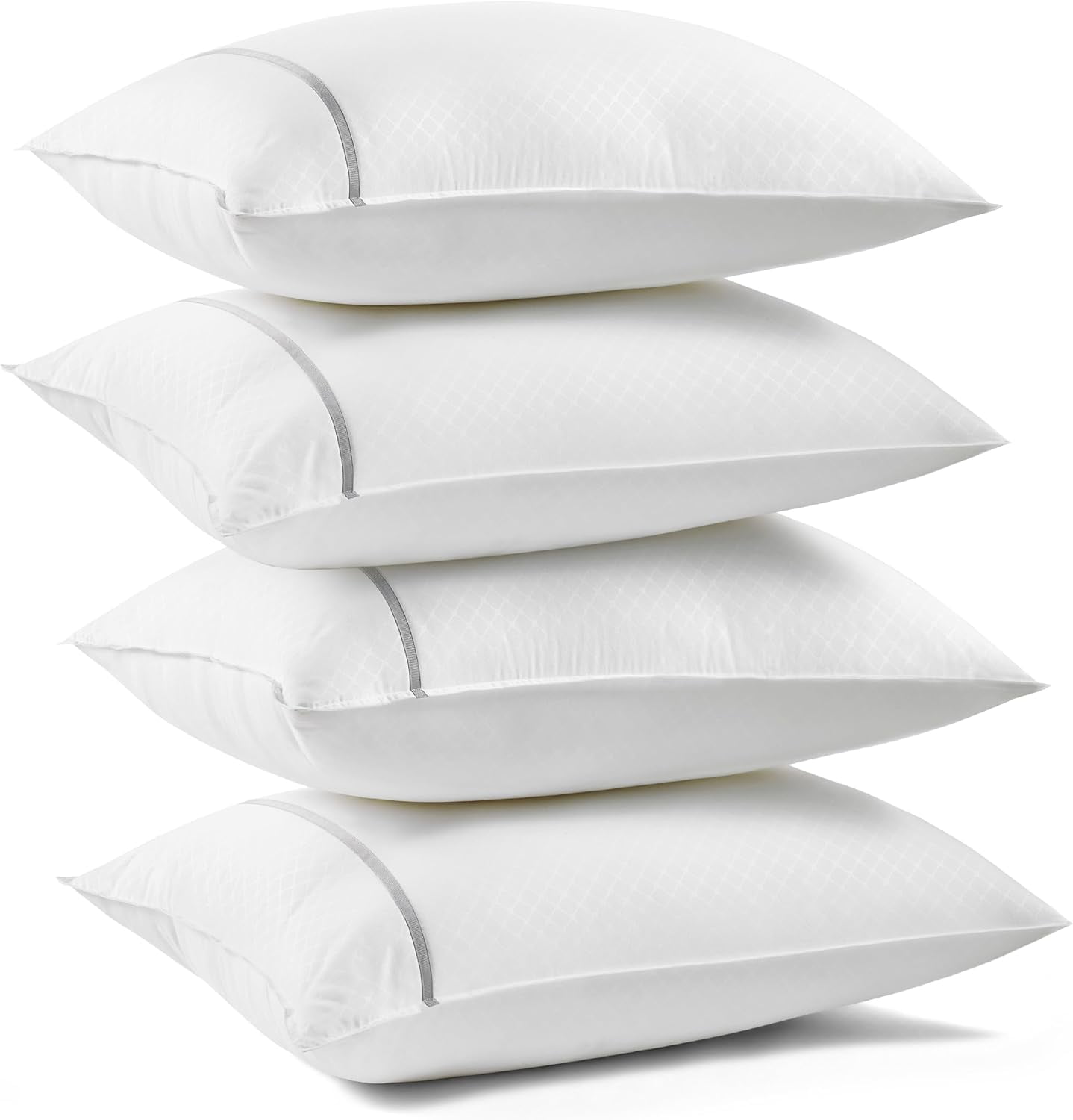 Cozy Comfort Bed Pillow-Polyester Standard Pillows with Stripe 4PK