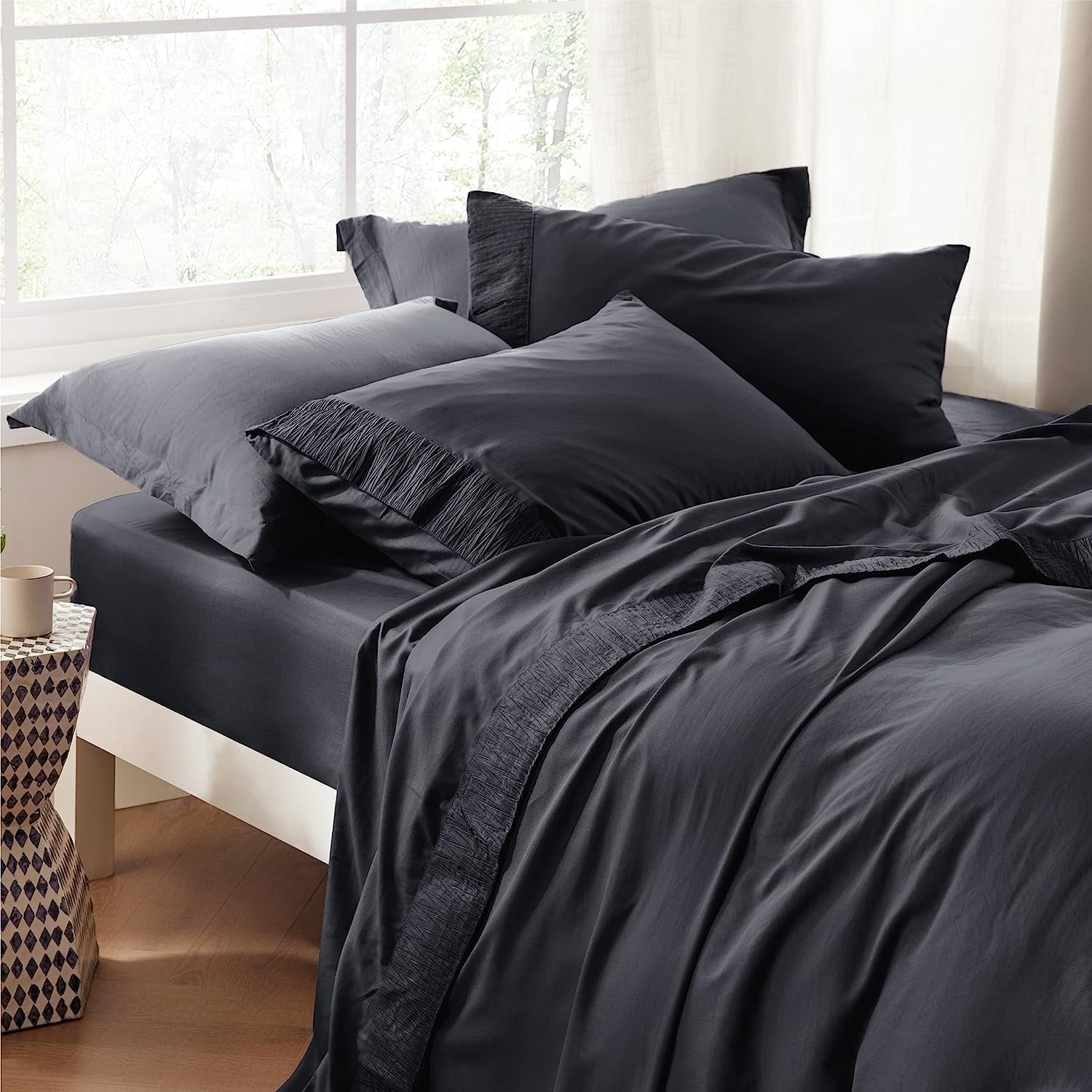 Cozy Comfort 4 Pieces Hotel Luxury Dark Grey Sheets Fulasy Care Polyester Microfiber material Cooling Bed Sheet Set