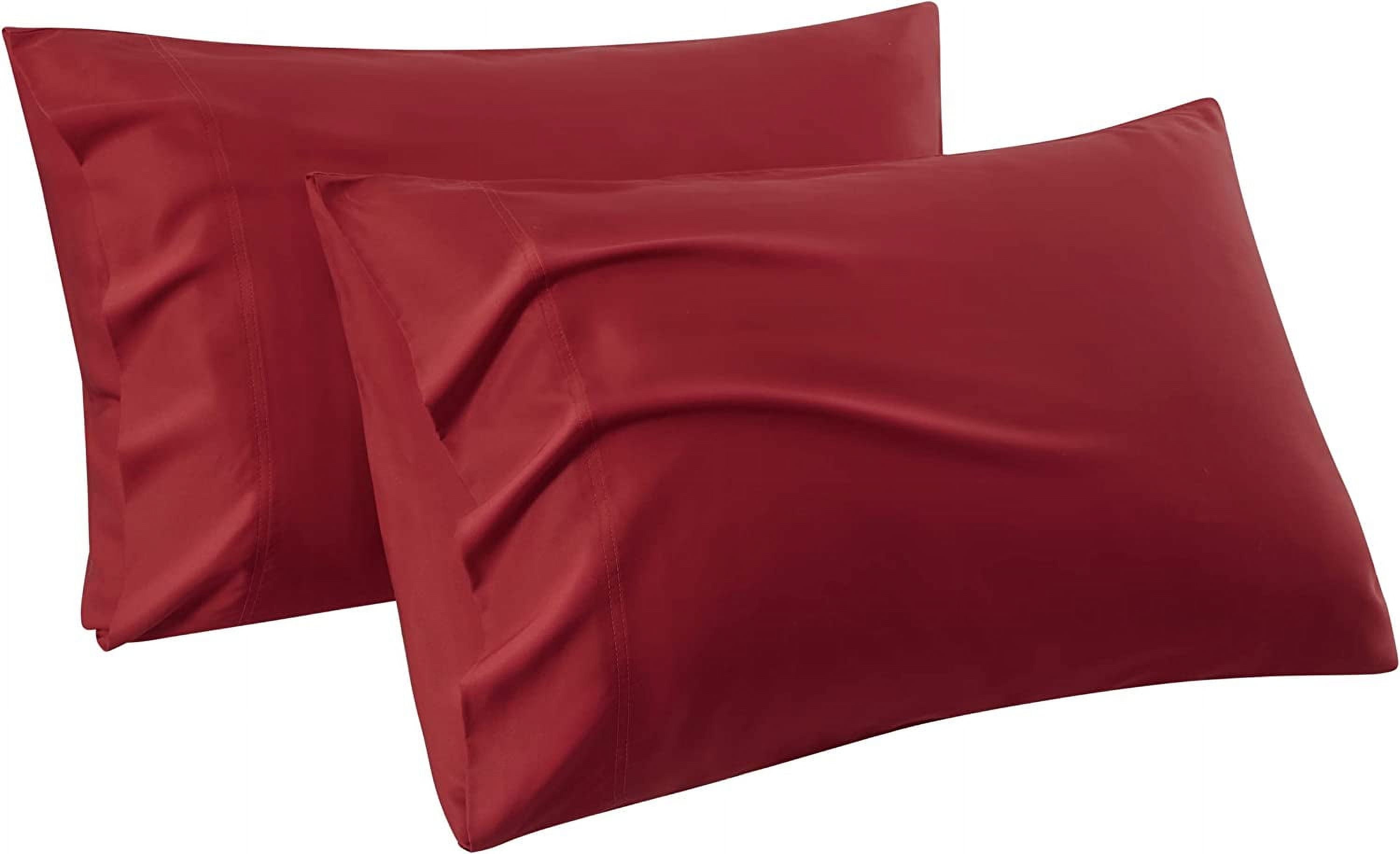 Cozy Comfort Cooling Pillow Cases Standard Size  Rayon Derived from Bamboo Red Chill Pillowcase 2 Soft Breathable Pillow Covers with Envelope Closure Gift for Hot Sleepers in Summer 20x26