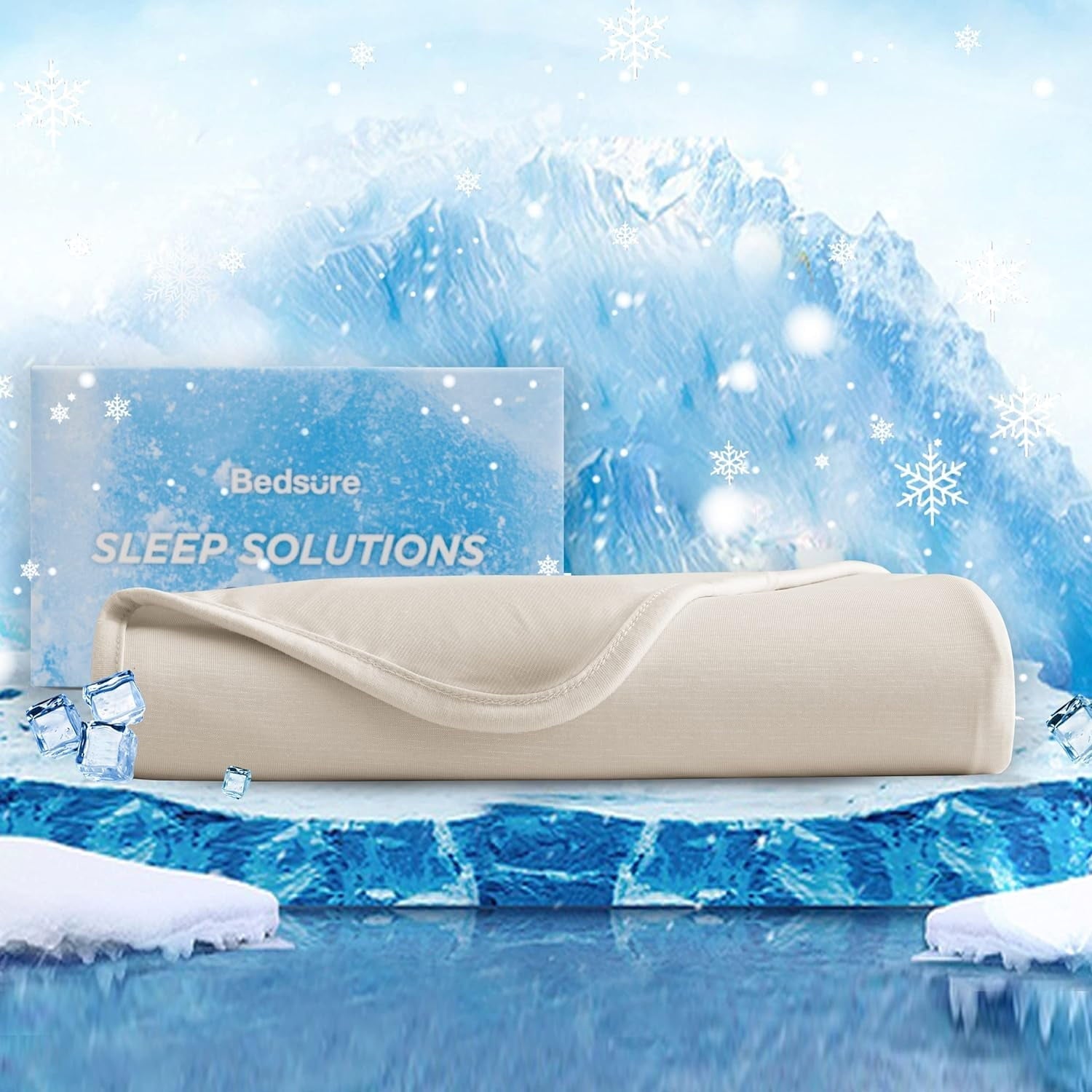 Cozy Comfort Cooling Blanket King for Hot Sleepers - Summer Lightweight Breathable Blanket with Bamboo Rayon, 90x108 inches, Beige