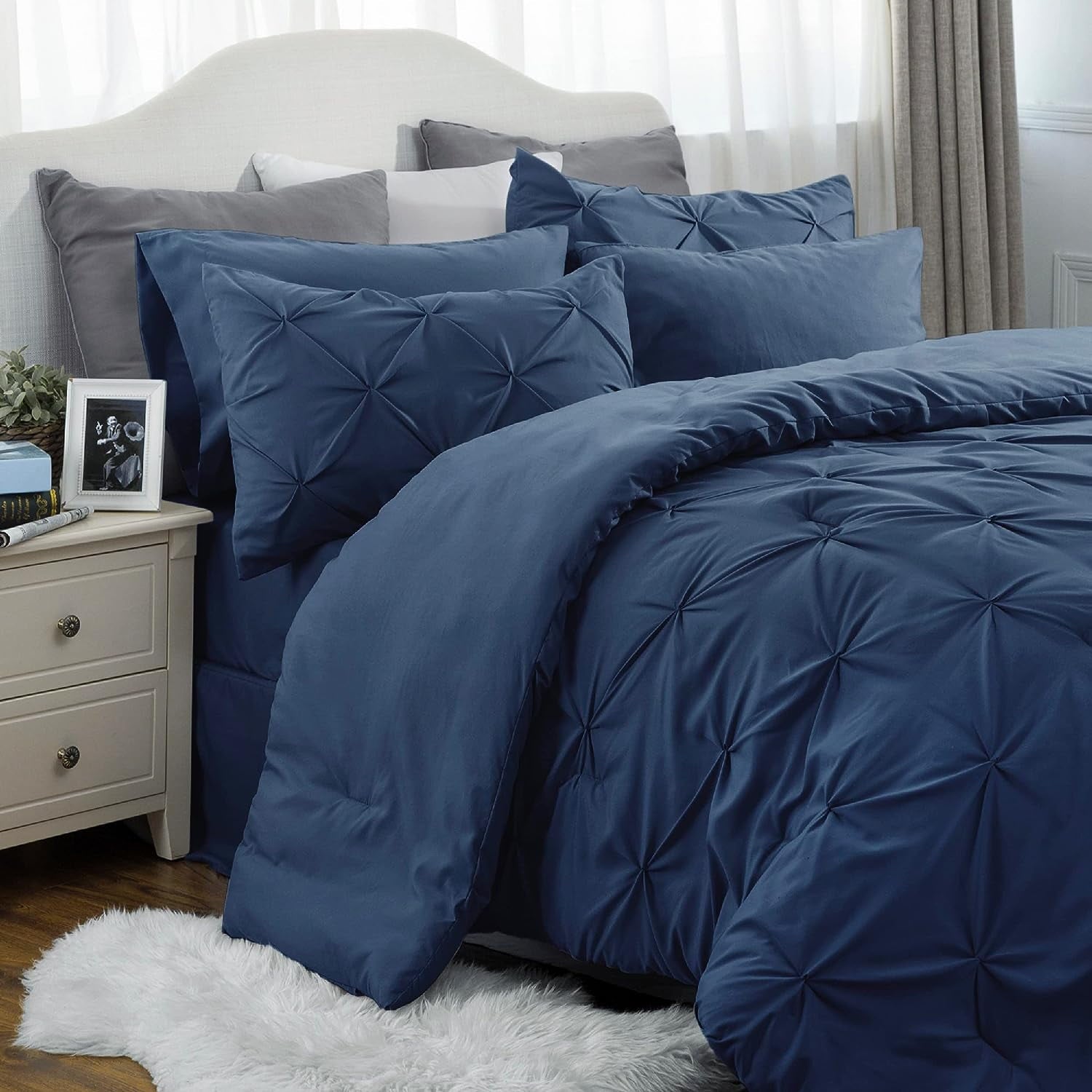 U by Bedsure Full Size Comforter Sets - Bedding Sets Full 7 Pieces, Bed in a Bag Navy Blue Bed Sets with Comforter, Sheets, Pillowcases & Shams, Adult & Kids Bedding