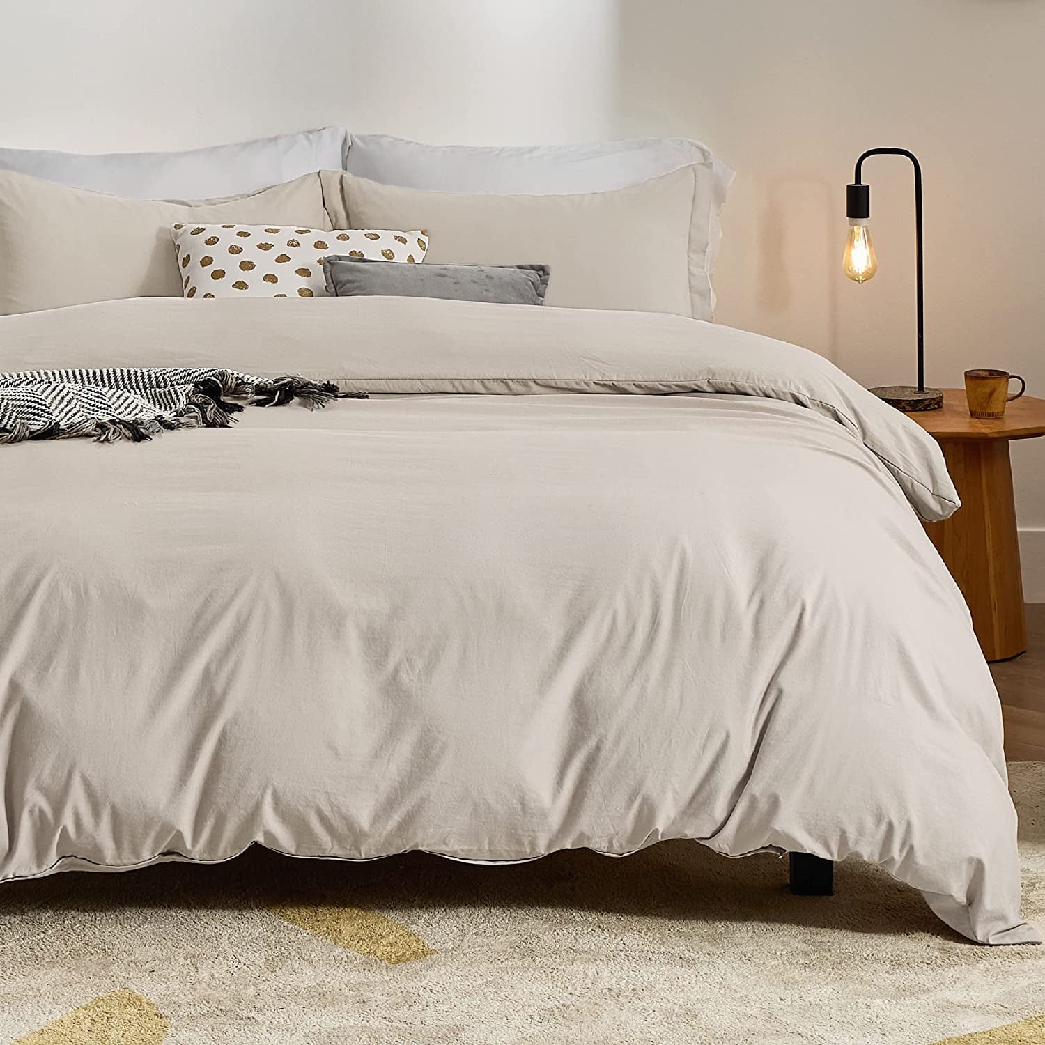 BEDSURE California King Duvet Cover  Soft Prewashed Cal King Duvet Cover Set 3 Pieces 1 Duvet Cover 104x98 Inches with Zipper Closure and 2 Pillow Shams Linen