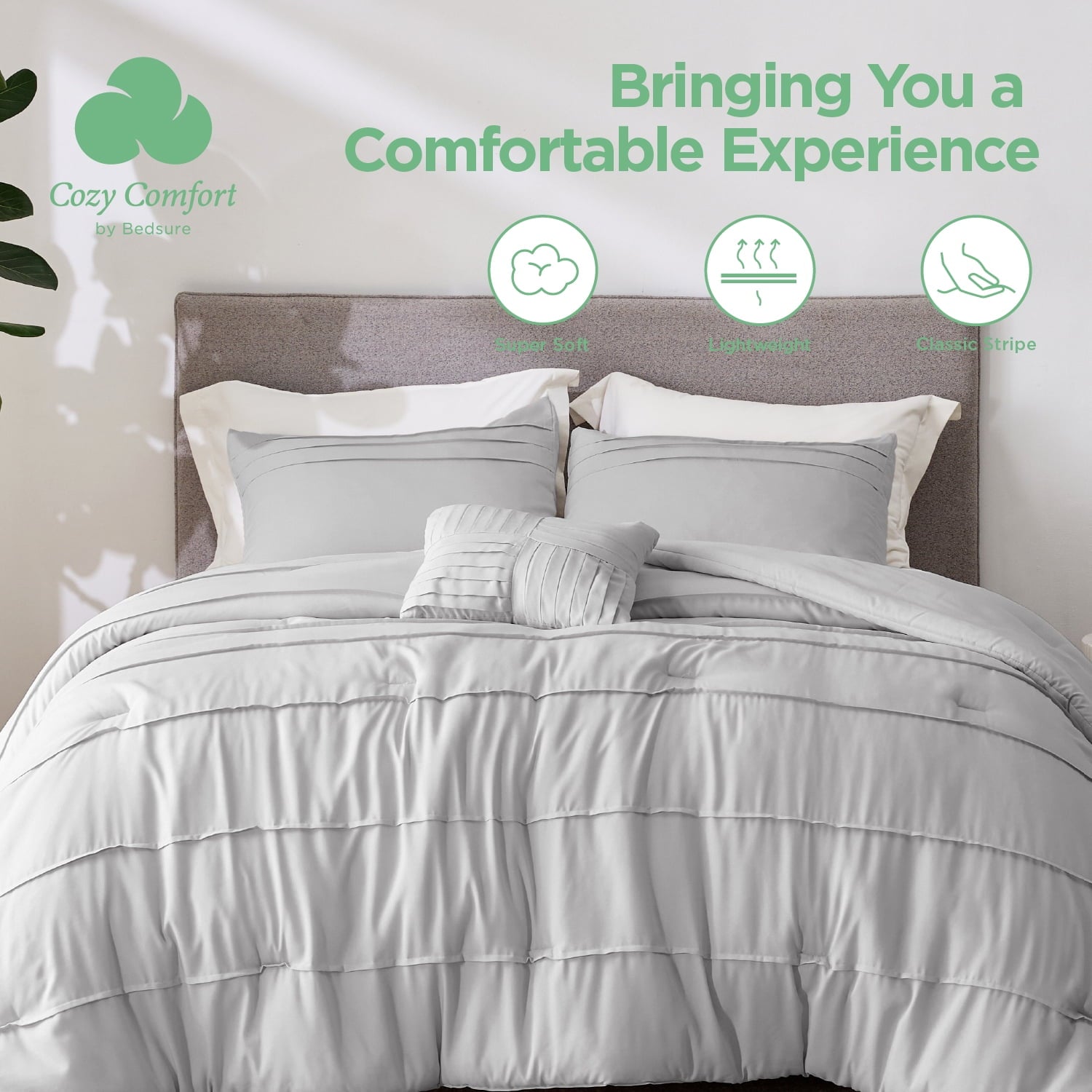 Cozy Comfort 4 Piece Bed-In-A-Bag,King,Gray