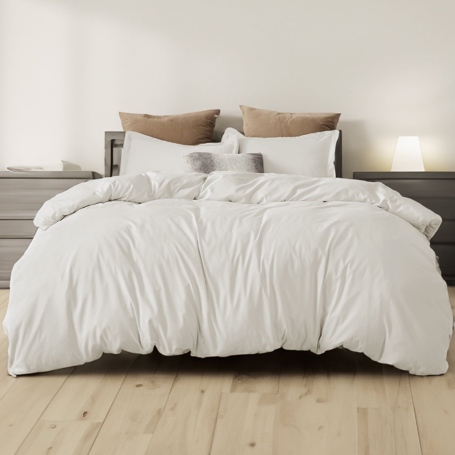 Cozy Comfort by Bedsure Queen Ivory polyester microfiber material Duvet Covers 3 Pieces , 1 Duvet Cover 90x90 and 2 Pillow Shams