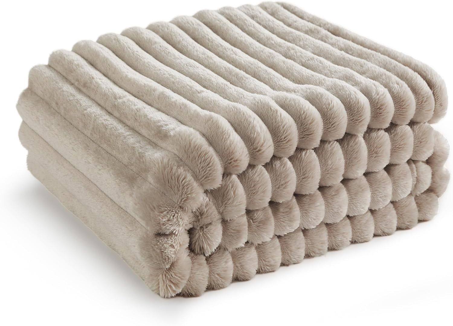 U by Bedsure Linen Fleece Twin Blanket for Couch - Super Soft Cozy Blankets for Women, Girls, 60x80 inches