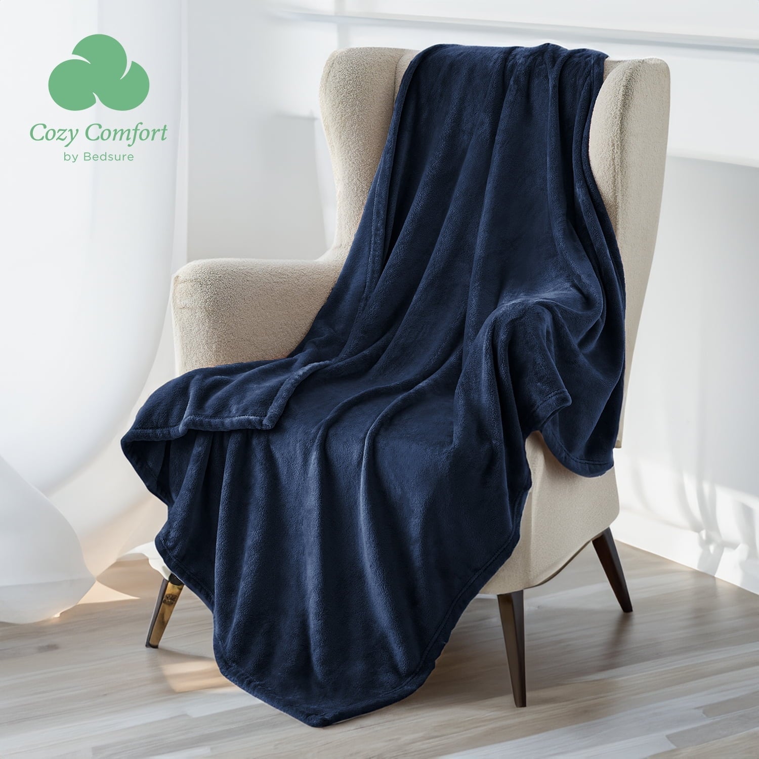 U by Bedsure Fleece Blanket Twin Blanket Navy Blue  Soft Lightweight Cozy Twin Blankets 60X80 inches