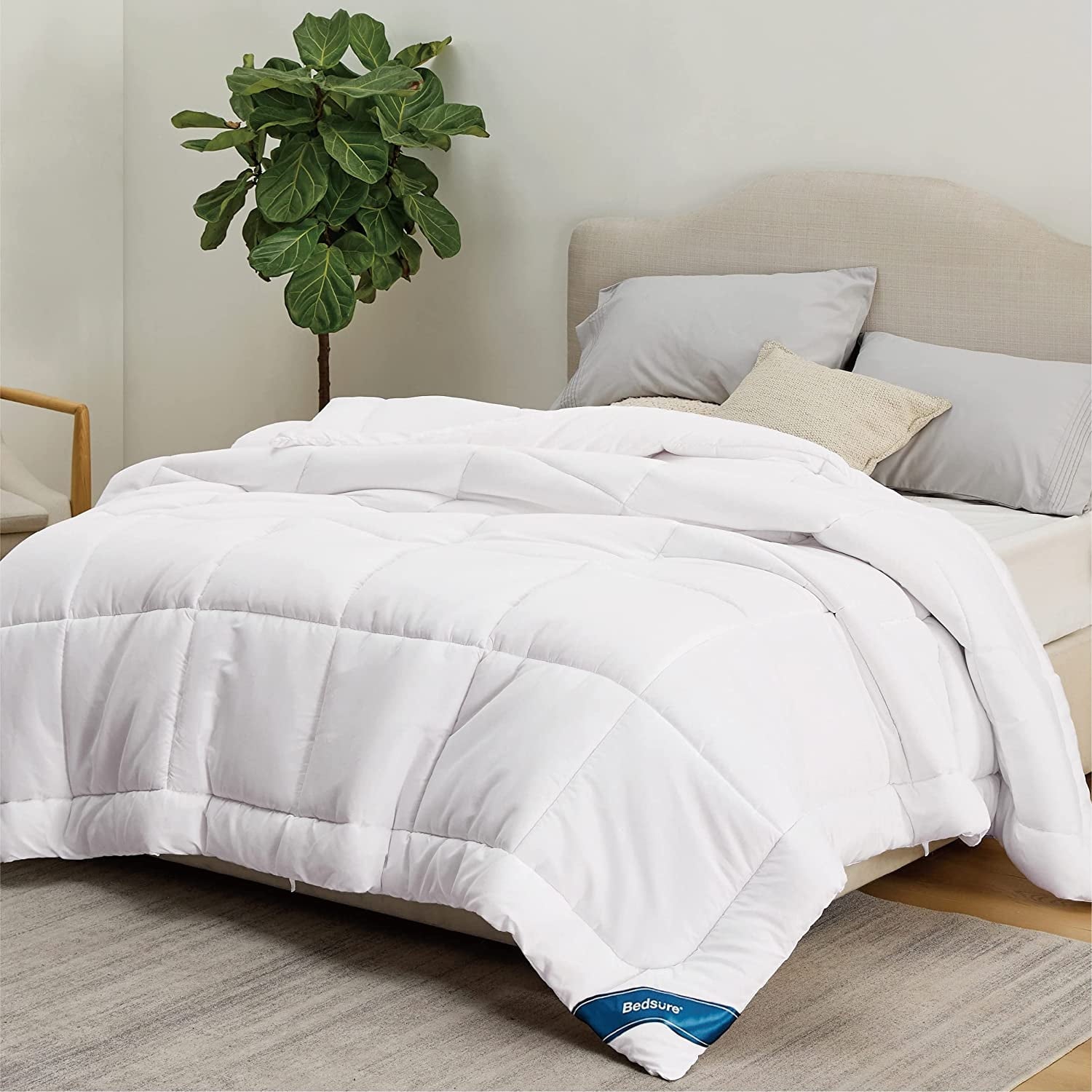 Cozy Comfort All Season Down Alternative Comforter Duvet Insert, Machine Washable Quilted Reversible Duvet Insert with Corner Tabs, White, Cal King, 102x96 inches