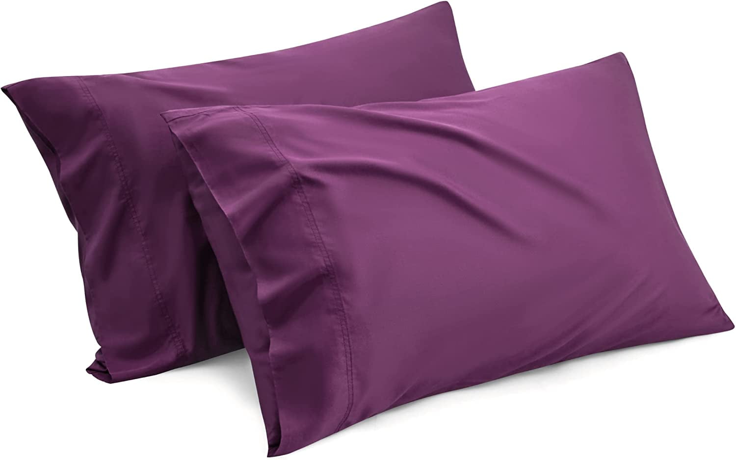 Cozy Comfort Cooling Pillow Cases Standard Size - Rayon Made from Bamboo, Dark Purple Chill Pillowcase, Soft & Breathable Pillow Cover with Envelope Closure