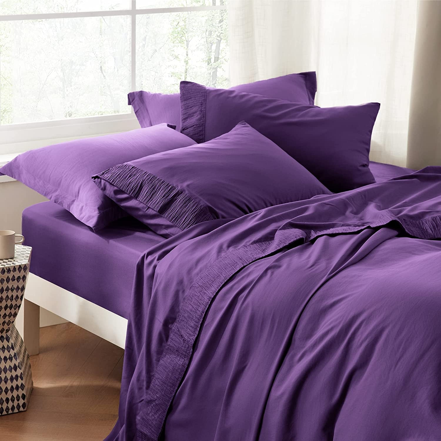 Cozy Comfort 4 Pieces Hotel Luxury Amaranth Purple Sheets Fulasy Care Polyester Microfiber material Cooling Bed Sheet Set