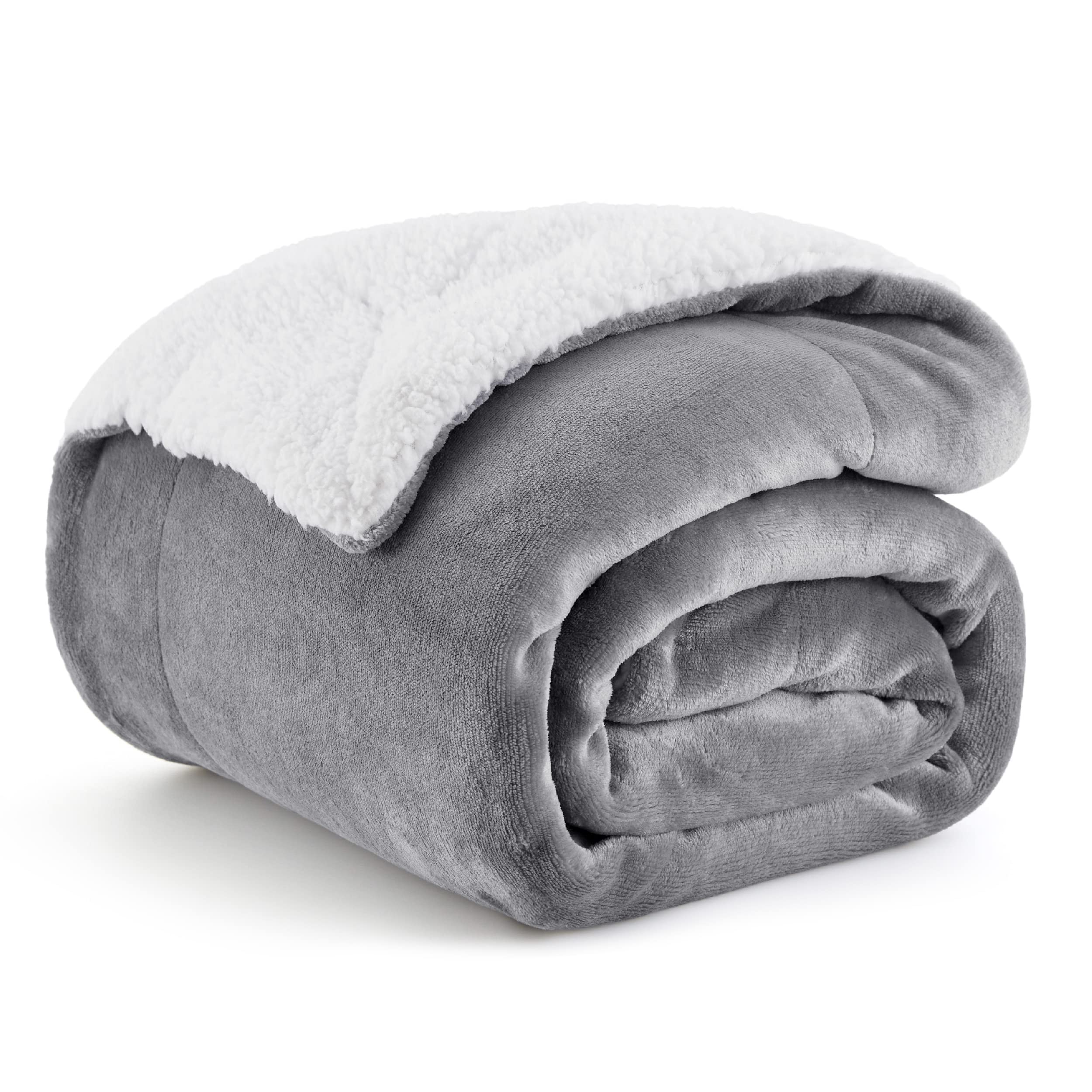 Bedsure Sherpa Fleece Throw Blanket for Couch - Thick and Warm Blanket for Winter Soft Fuzzy Plush Christmas Blanket Gift for Women Grey 50x60 Inches