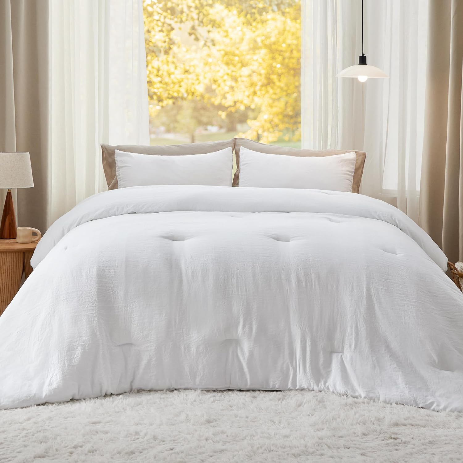 Cozy Comfort 2 Pieces Comforter Bedding Set For All Seasons 1 Lightweight Prewashed Comforter And 1 Pillowcasestwinwhite