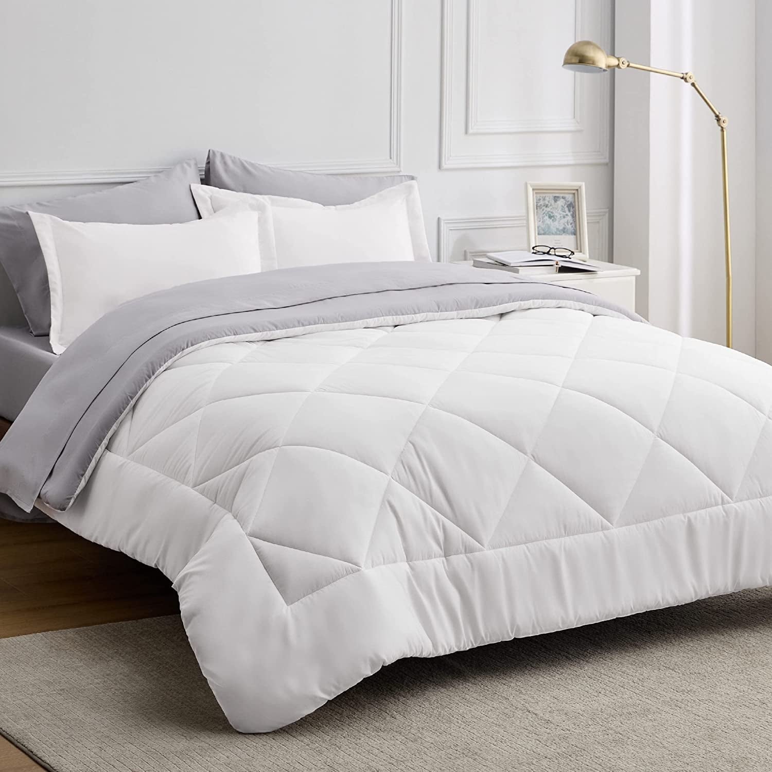 U by Bedsure White King Comforter Set - 7 Pieces Reversible Bed in A Bag with Comforters, Sheets, Pillowcases & Shams