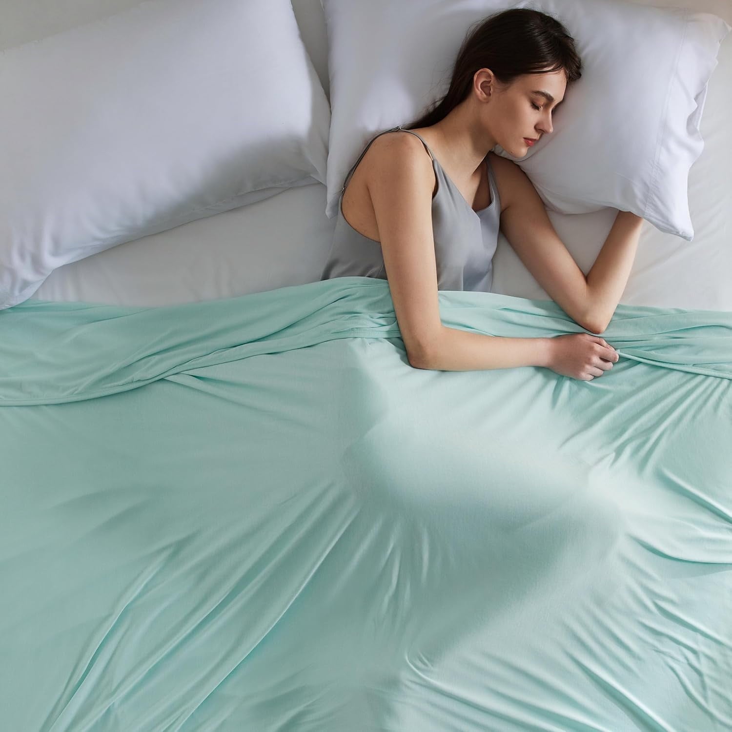 Cozy Comfort by Bedsure Cooling Blanket Queen-Glacier Gray Lightweight Breathable Blanket