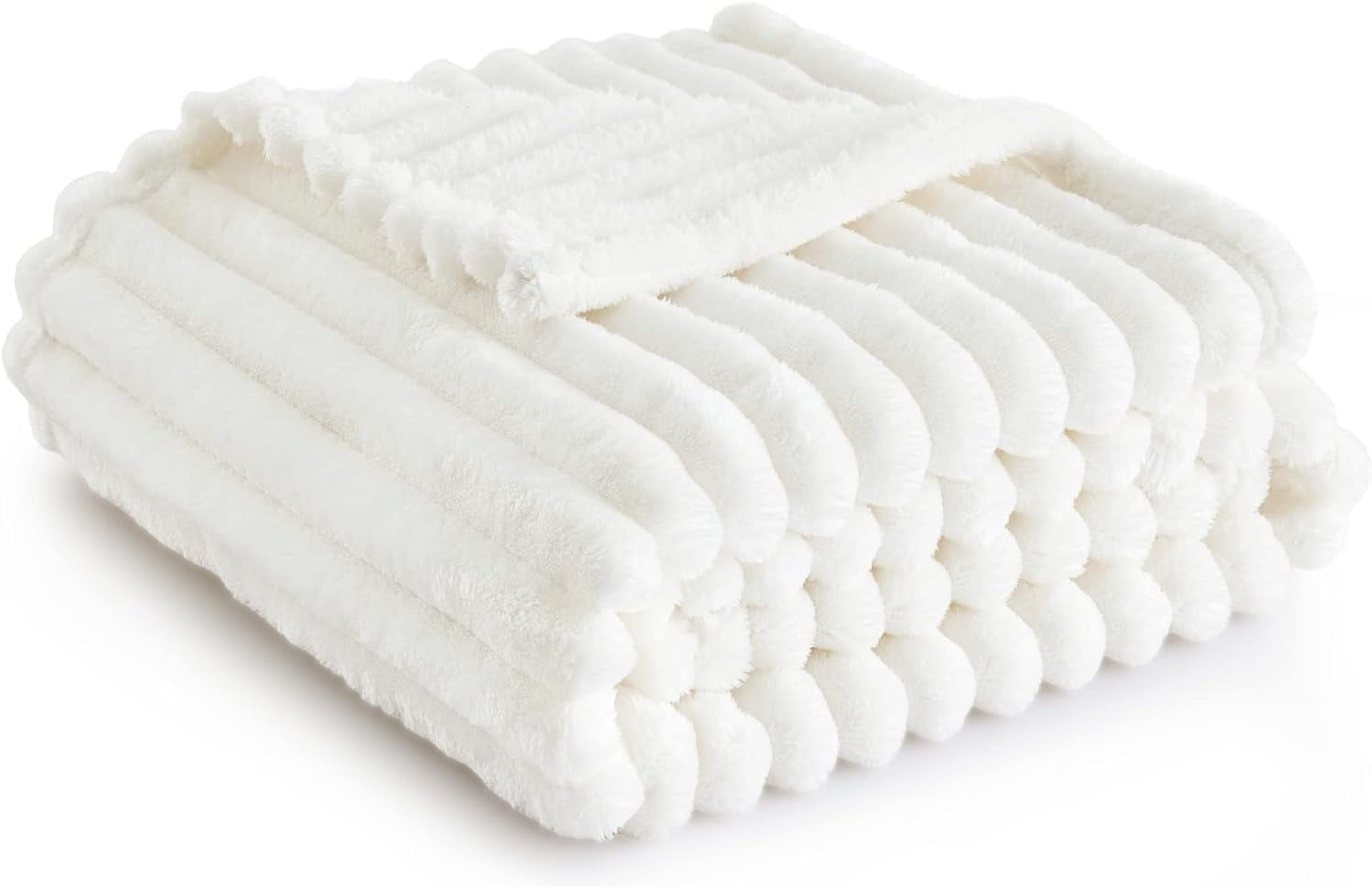 U by Bedsure White Fleece Throw Blanket for Couch - Super Soft Cozy Blankets for Women, Girls, 50x60 inches