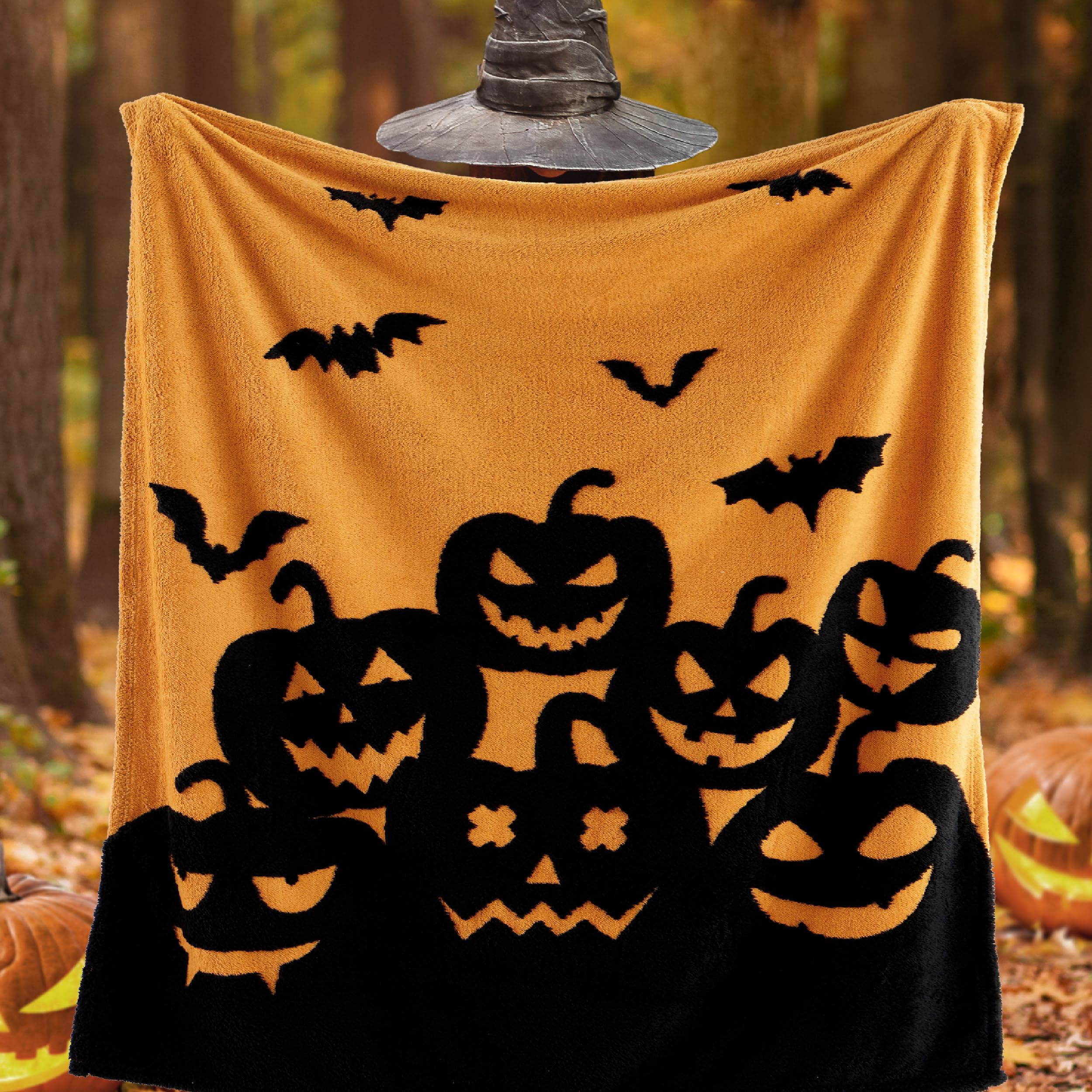 Bedsure Halloween Fleece Throw Blanket - Printed Pumpkin Blanket for Halloween Decorative Blanket for Couch Sofa Bed Halloween Flannel Soft Throw Blanket for Women Men Kids 50x60