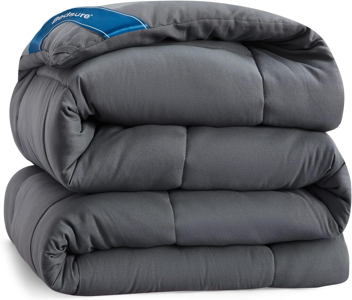 Cozy Comfort All Season Down Alternative Comforter Duvet Insert, Queen Reversible Quilted Dark Gray Insert Machine Washable with Corner Tabs, 88x88 inches