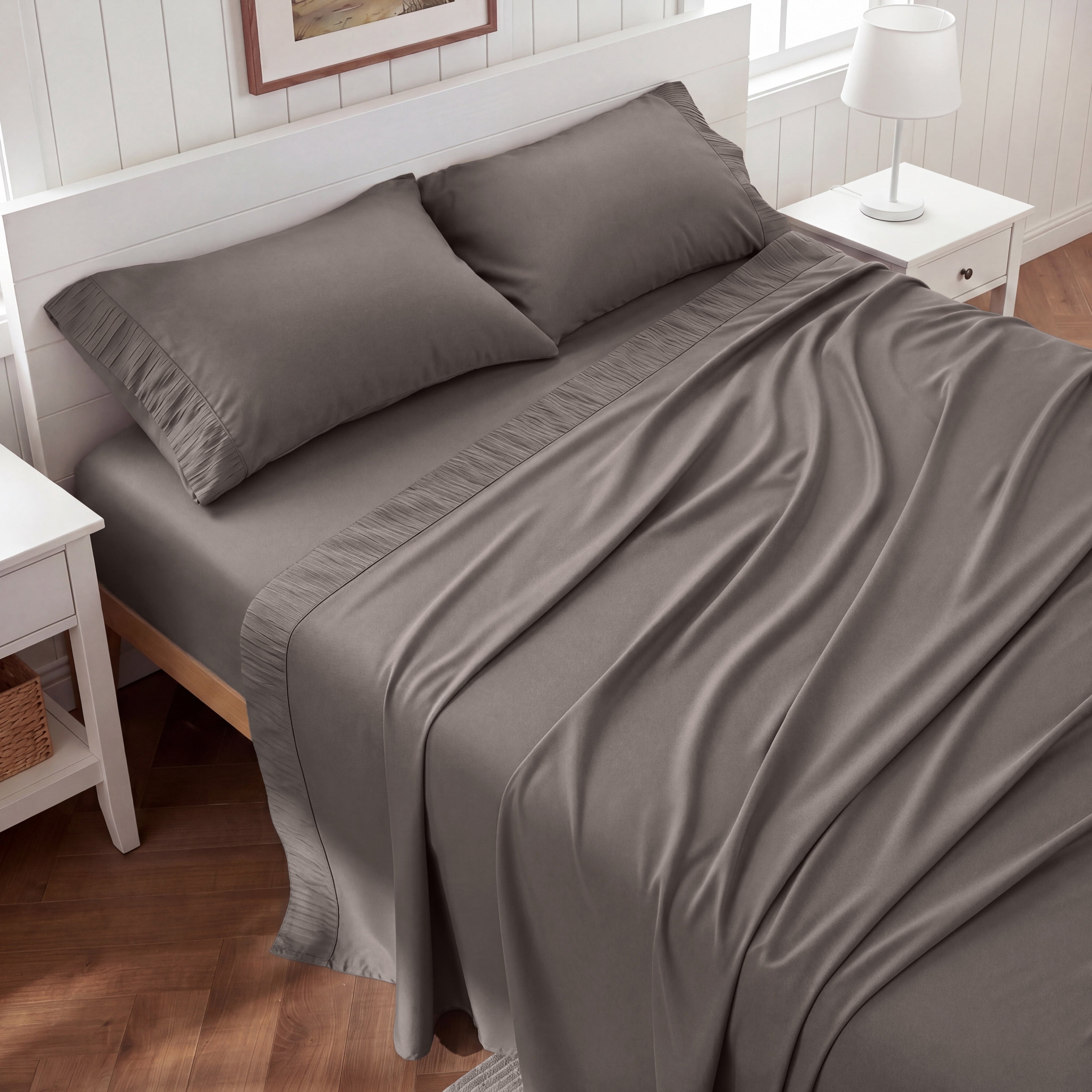 U by Bedsure Twin Sheets Set, 3 Pieces Dorm Deep Pockets Cooling Soft Polyester Bed Sheets Set, Taupe
