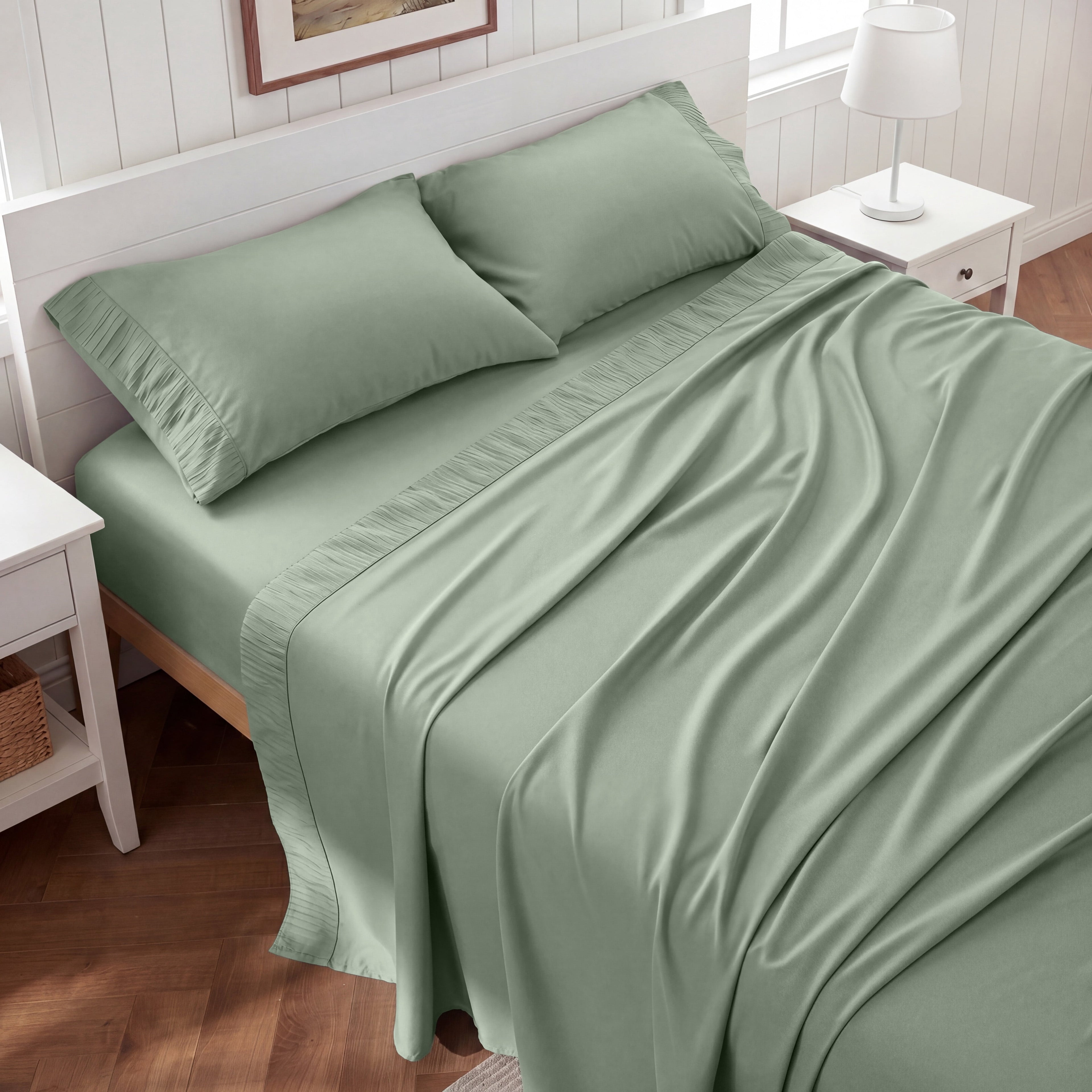 U by Bedsure Twin Sheets Set, 3 Pieces Dorm Deep Pockets Cooling Soft Polyester Bed Sheets Set, Sea Foam Green