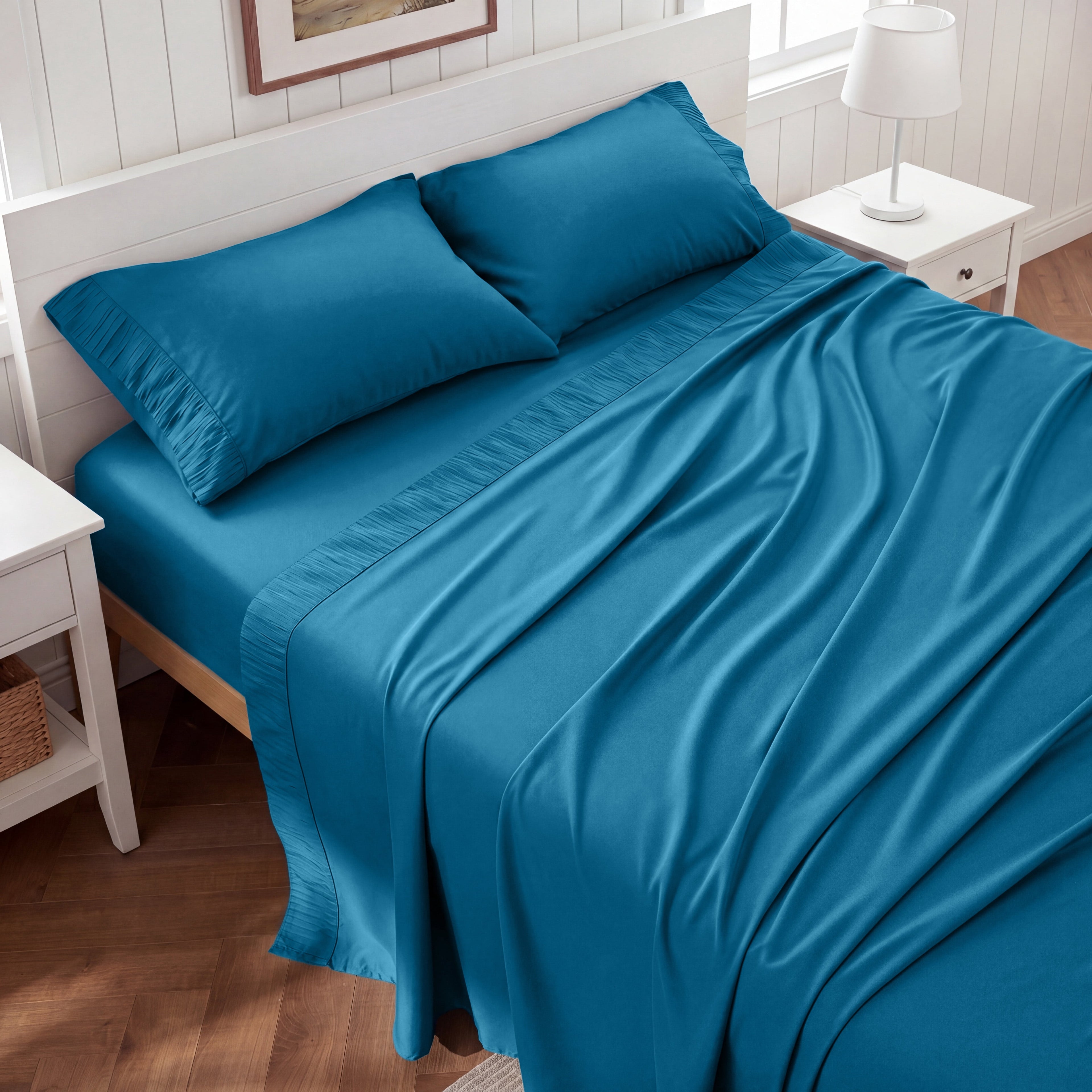 U by Bedsure Twin Sheets Set, 3 Pieces Dorm Deep Pockets Cooling Soft Polyester Bed Sheets Set, Teal