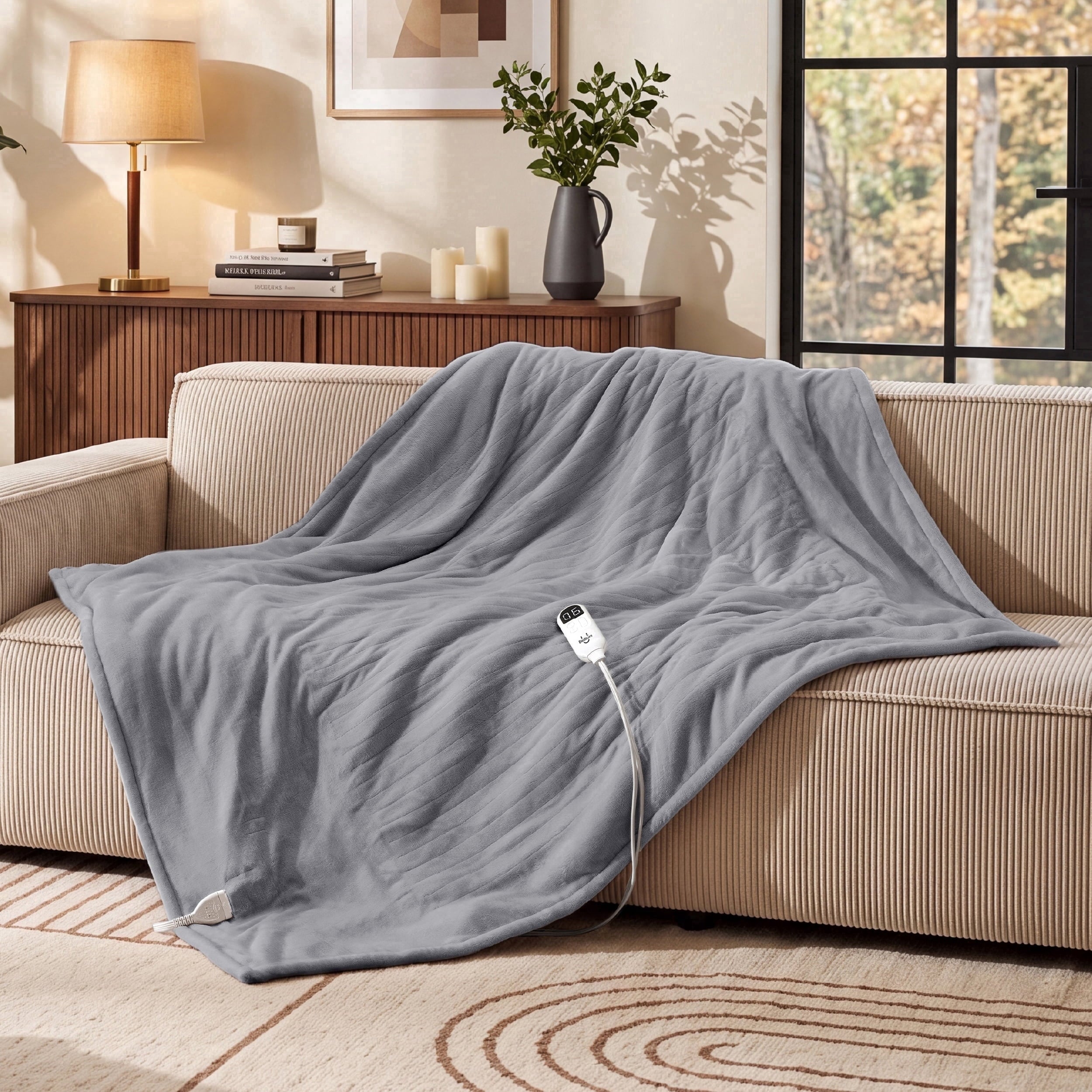 U by Bedsure Electric Heated Blanket Full Size 72" x 84" with Preheat Function, Soft Flannel Grey, Fast Heating with 6 Time Settings (Up to 10H) & 6 Heat Settings, Gifts for Grandma New
