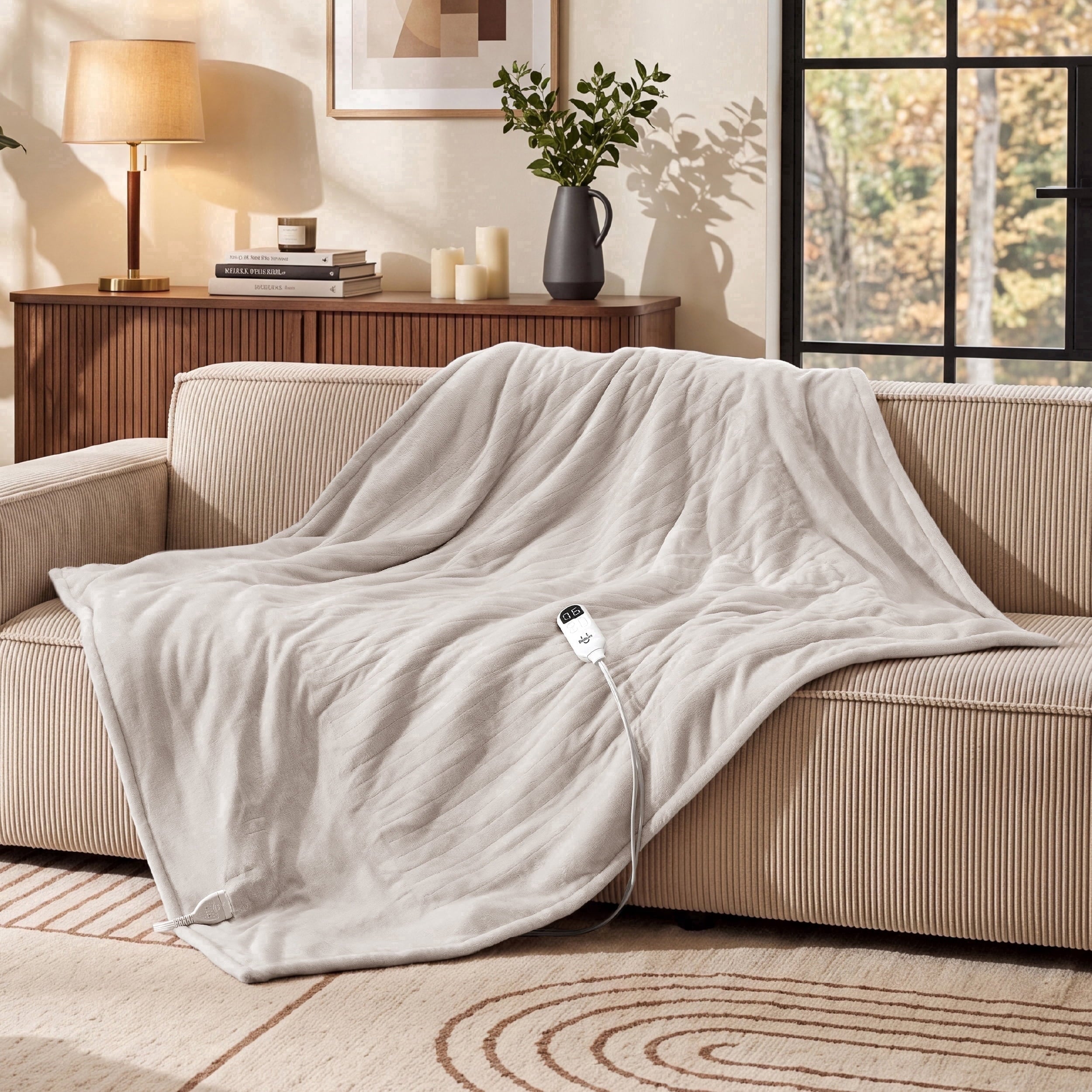 U by Bedsure Electric Heated Blanket Full Size 72" x 84" with Preheat Function, Soft Flannel Natural, Fast Heating with 6 Time Settings (Up to 10H) & 6 Heat Settings, Gifts for Grandma New