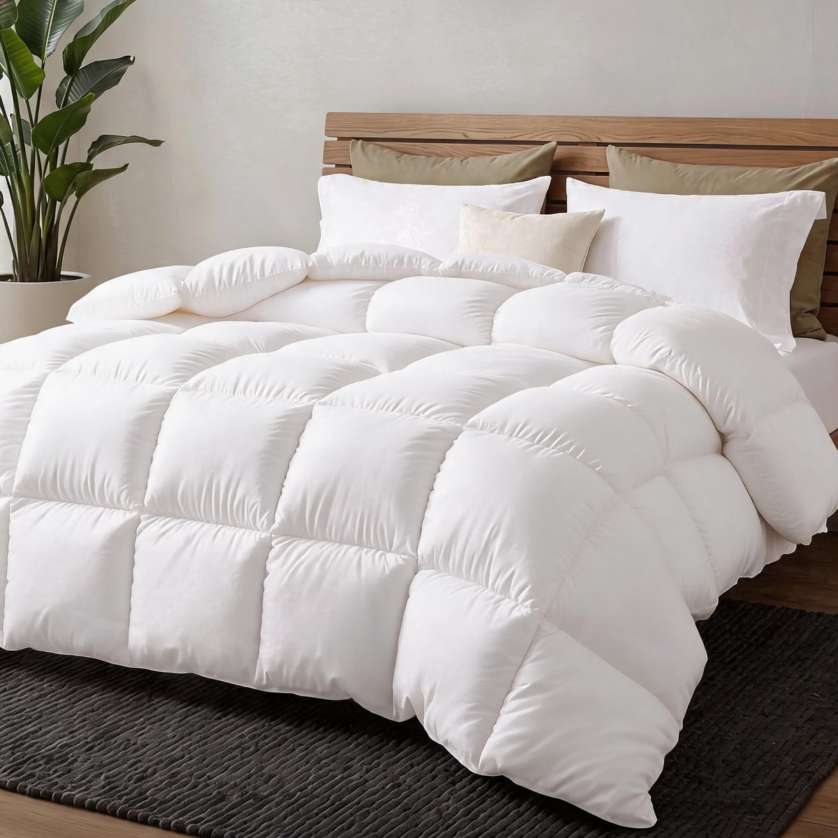 U by Bedsure All Season Down Alternative Comforter Duvet Insert, Machine Washable Quilted Reversible Duvet Insert with Corner Tabs, White, King Size, 102x90 inch New