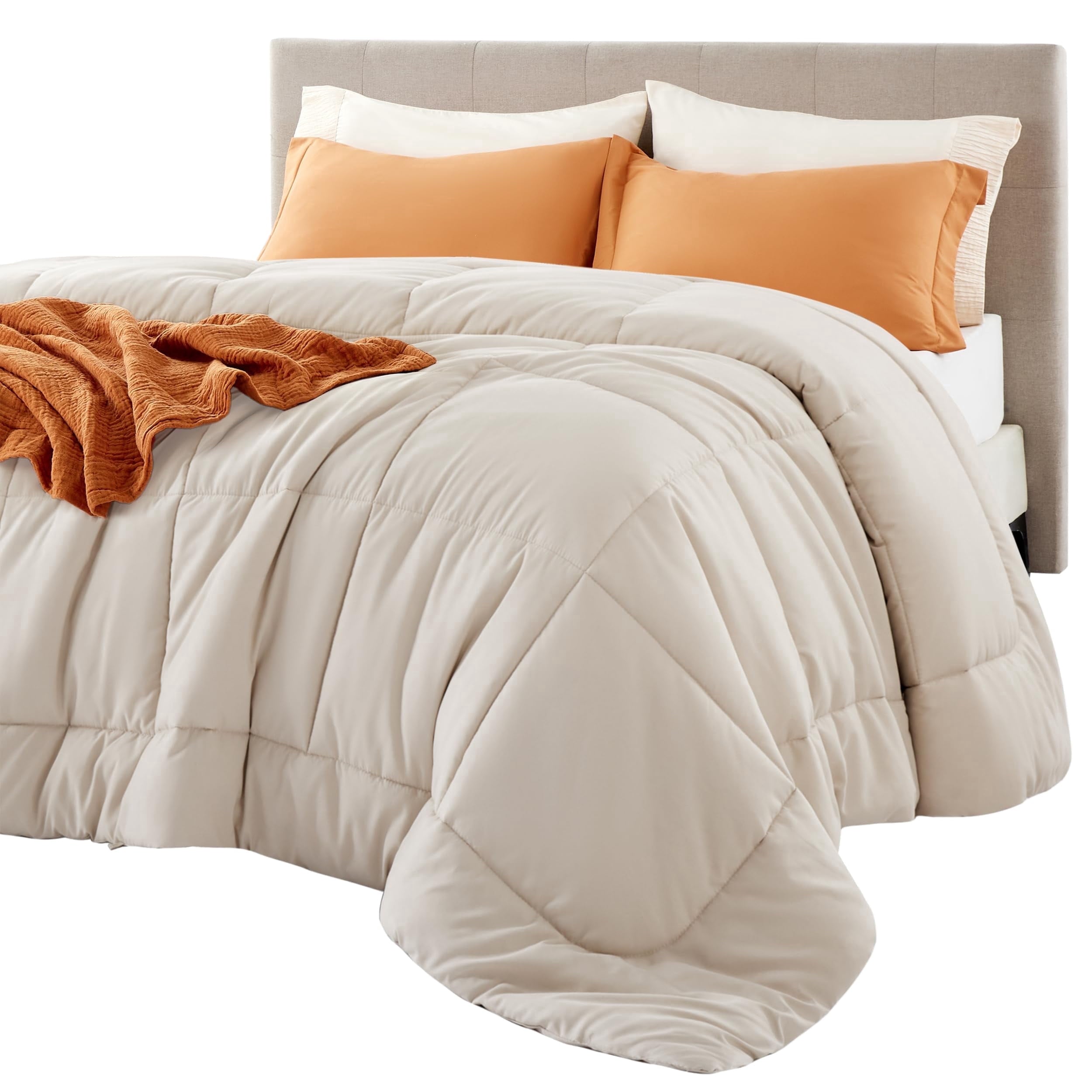 Comforter Duvet Insert - Quilted Comforters Full Size, All Season Duvet, GentleSoft Down Alternative Bedding, with 8 Tabs, Gifts, Linen, Full 86 x 82 Inches