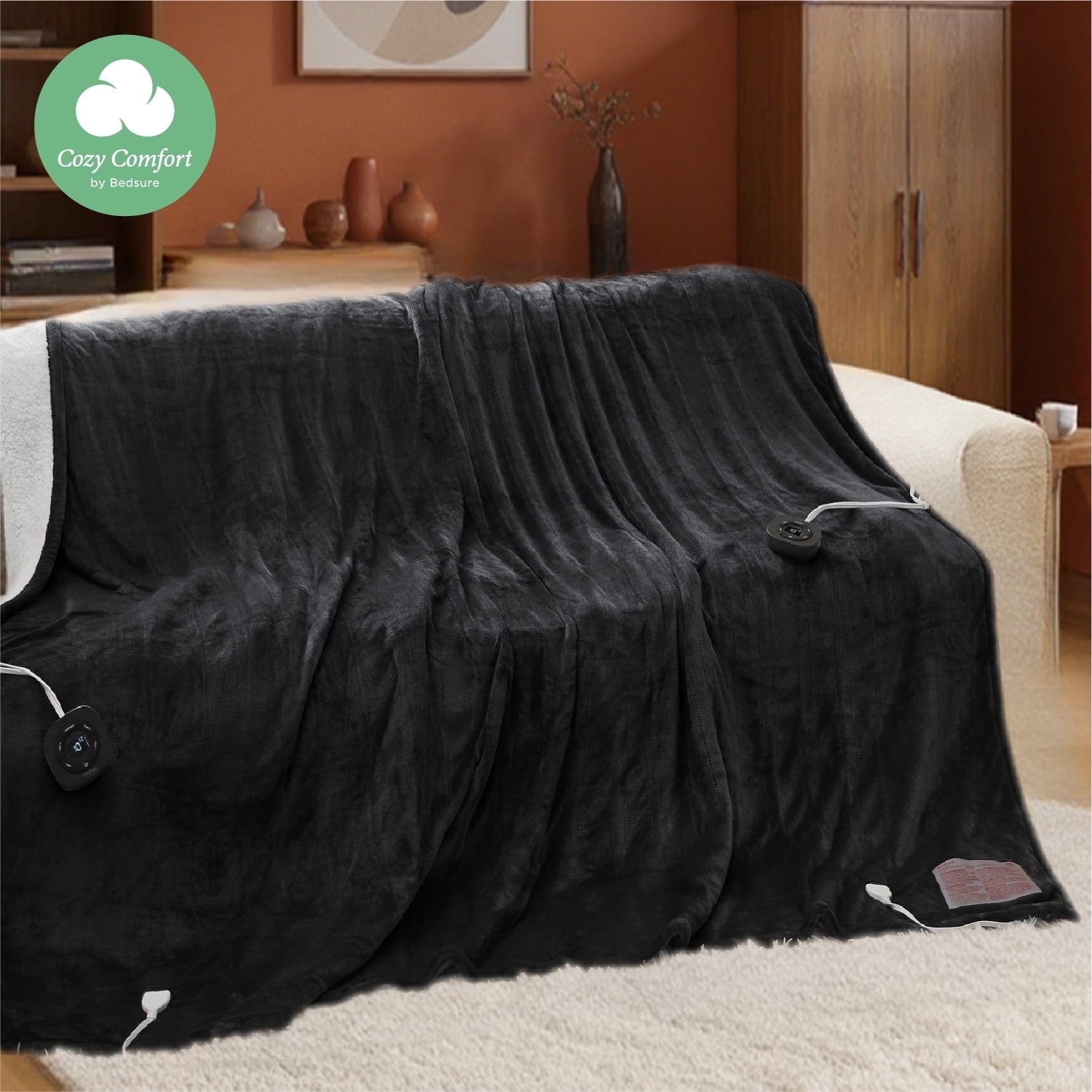 U by Bedsure Flannel Electric Blanket Queen, Flannel Heated Blanket with 10 Heat Settings, with 10 Time Settings, 8 hrs Timer Auto Shut Off, and Dual Control, 84x90 inches, Black