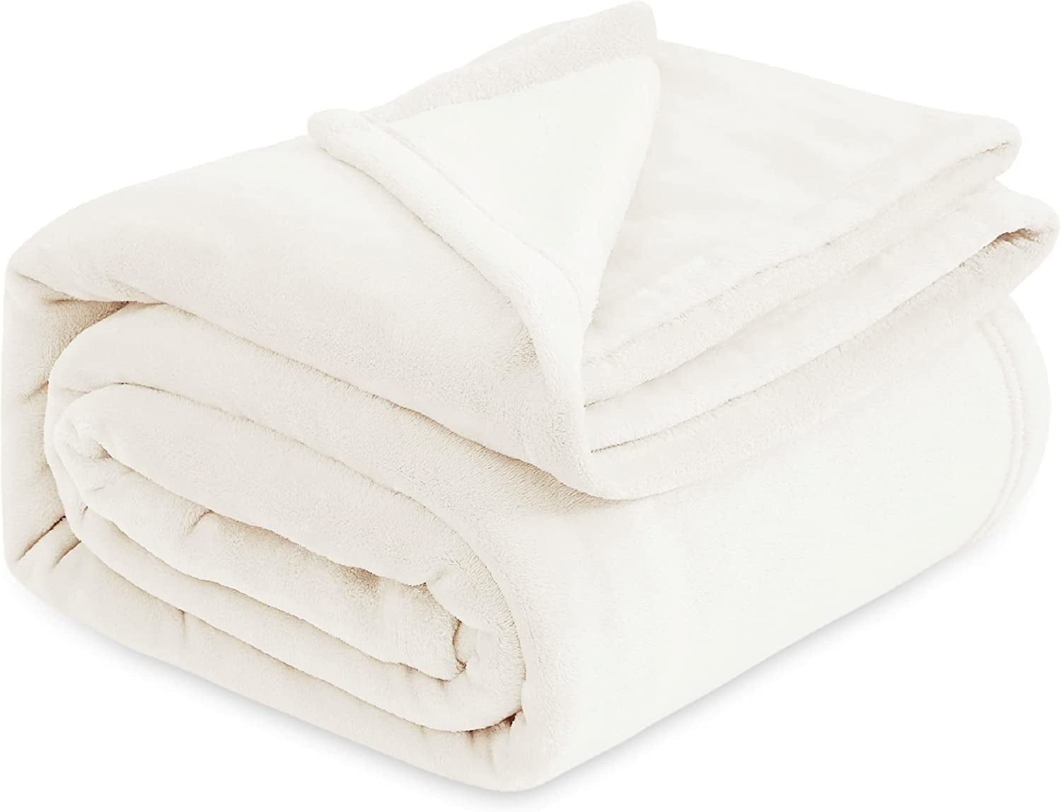U by Bedsure Fleece Blanket Queen Blanket Cream, 260GSM Soft Lightweight Plush Fuzzy Cozy, 89X89 inches