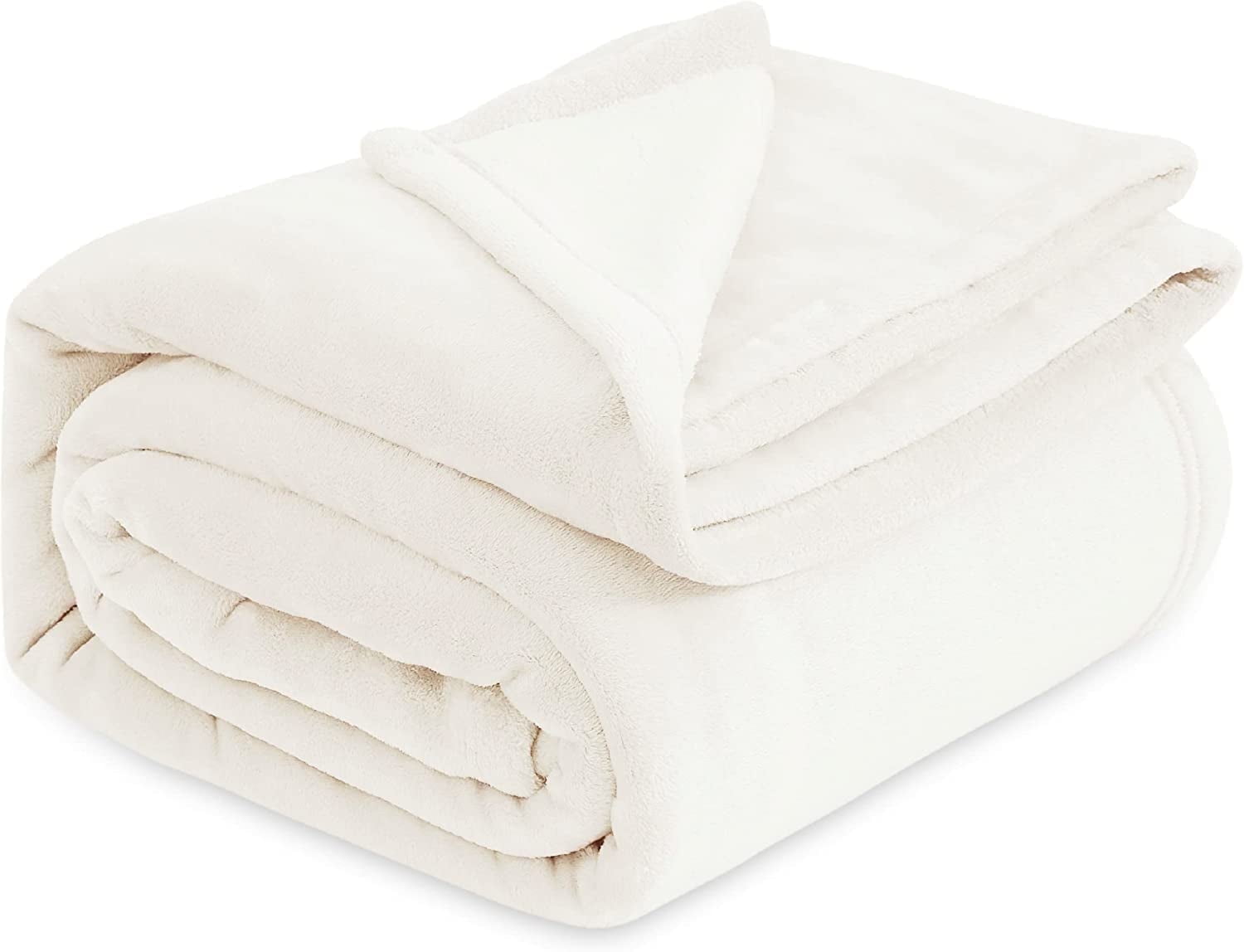 U by Bedsure Fleece Blankets King Size Cream, 260GSM Soft Lightweight Plush Cozy Fuzzy, 107X89 inches