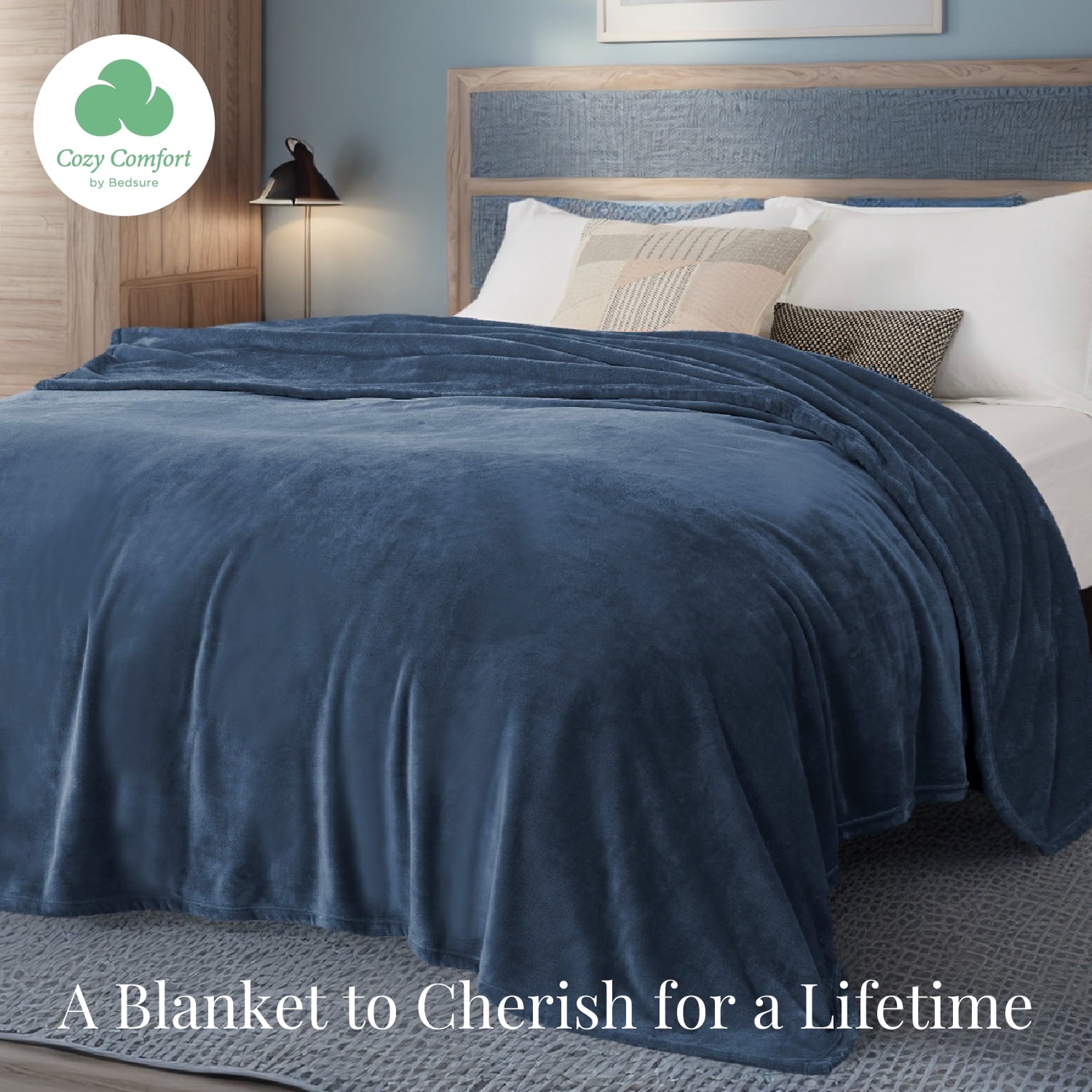 U by Bedsure Fleece Blankets King Size Mineral Blue, 260GSM Soft Lightweight Plush Cozy Fuzzy, 107X89 inches