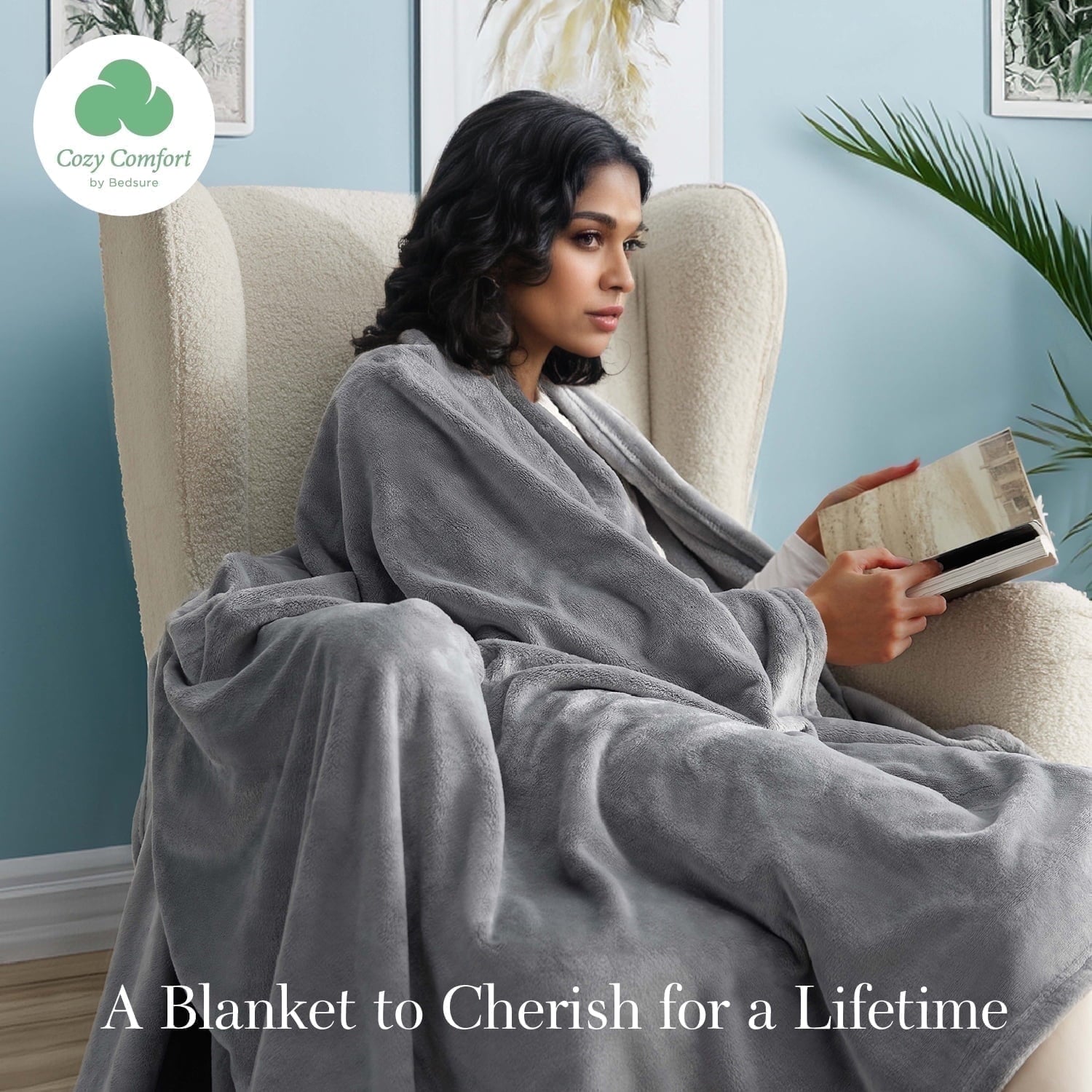 U by Bedsure Fleece Throw Blanket for Couch Grey, 260GSM Lightweight Plush Fuzzy Cozy Soft Blankets and Throws for Sofa, 49x59 inches