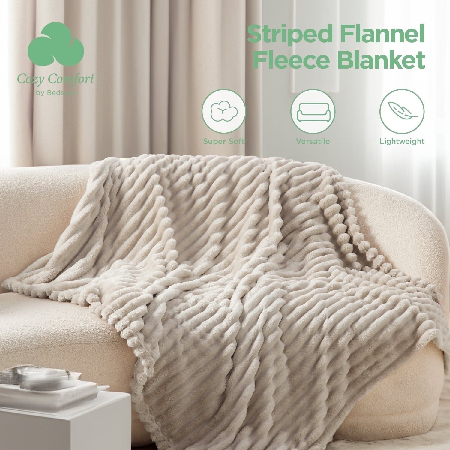 U by Bedsure Fleece Throw Blanket for Couch - Super Soft Cozy Blankets for Women, Girls, 50x60 inches Linen