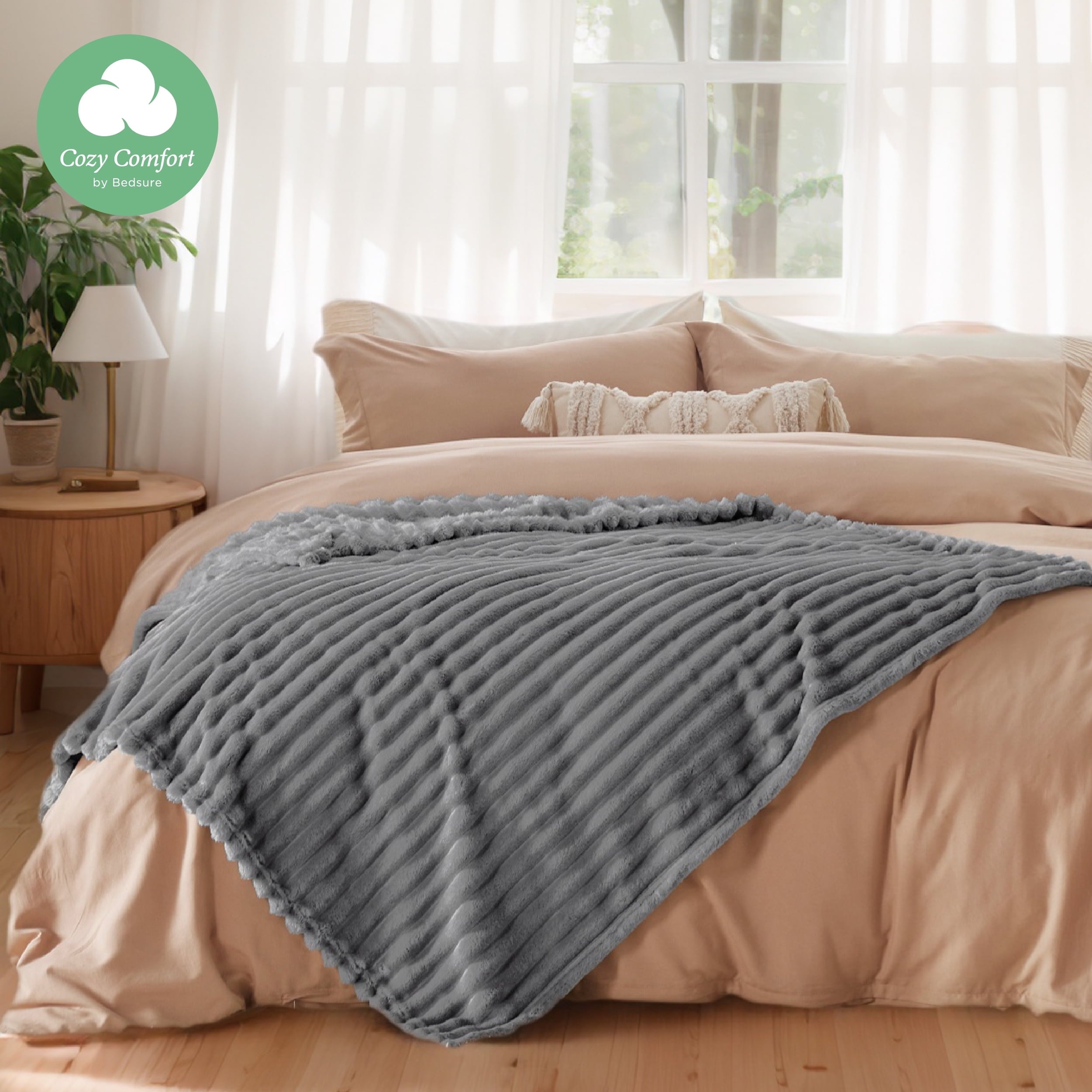 U by Bedsure Frost Gray Fleece Throw-XL Blanket for Couch - Super Soft Cozy Blankets for Women, Girls, 50x70 inches