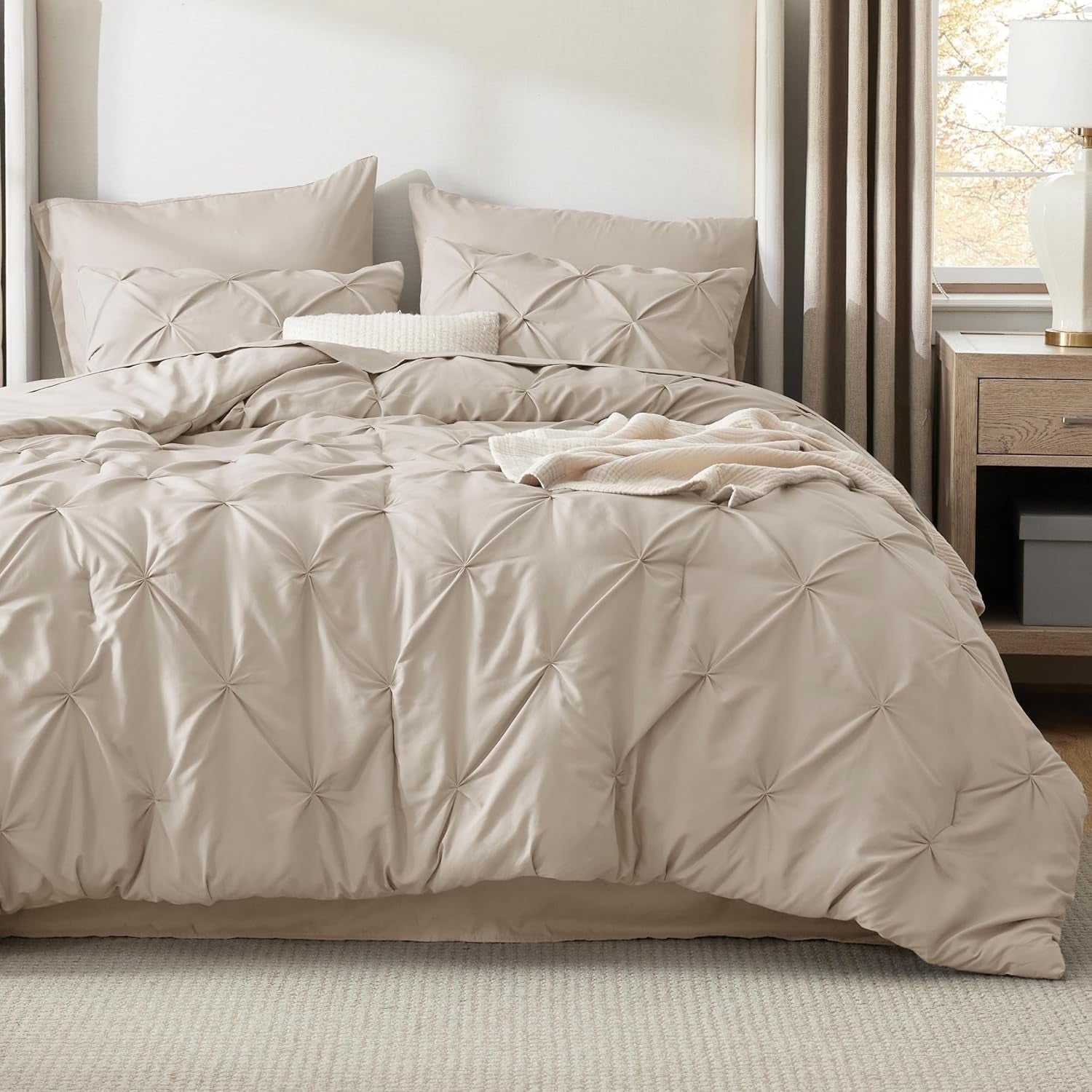 U by Bedsure Full Size Comforter Sets - Bedding Sets Full 7 Pieces, Bed in a Bag Beige Bed Sets with Comforter, Sheets, Pillowcases & Shams