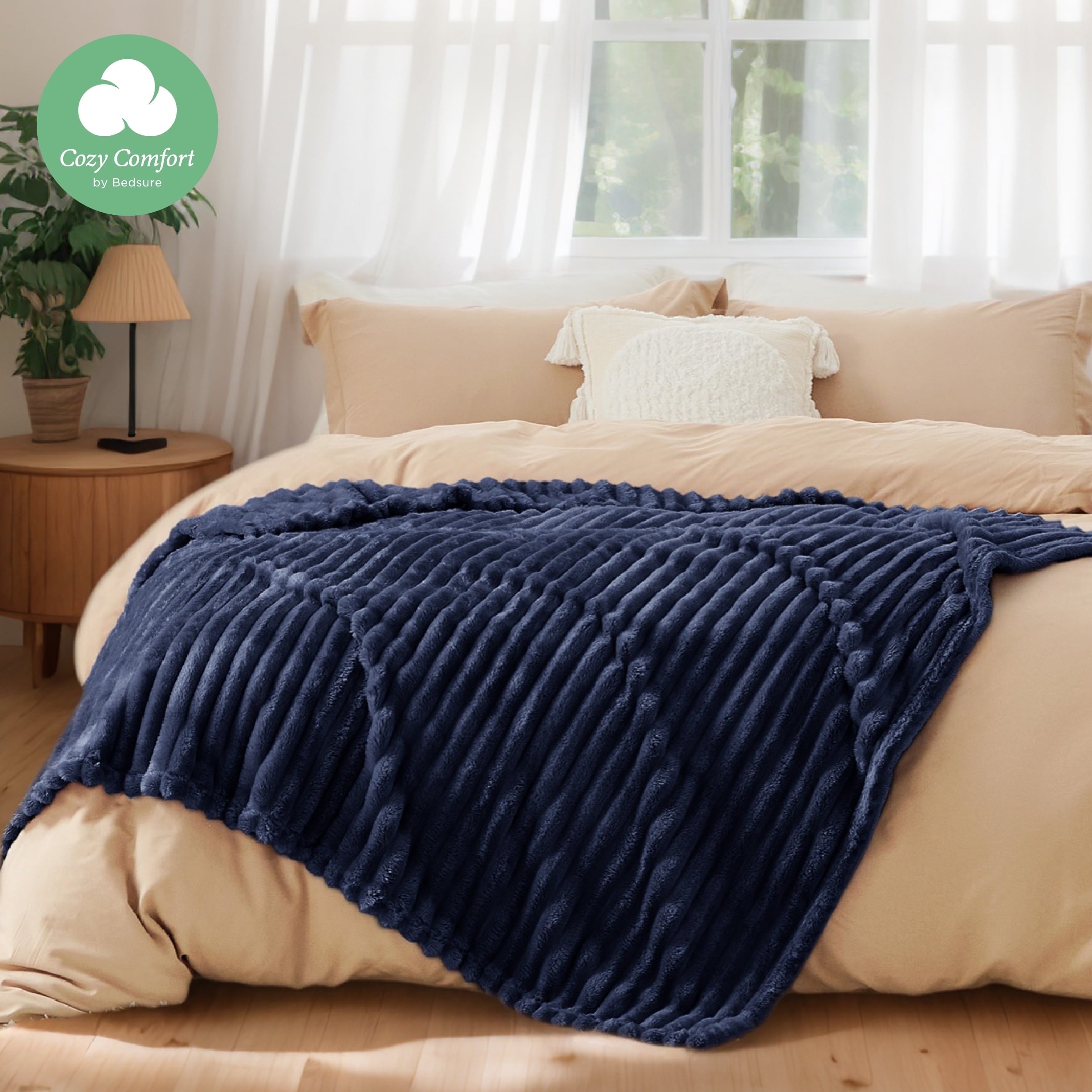 U by Bedsure Pageant Blue Fleece King Blanket for Couch - Super Soft Cozy Blankets for Women, Girls