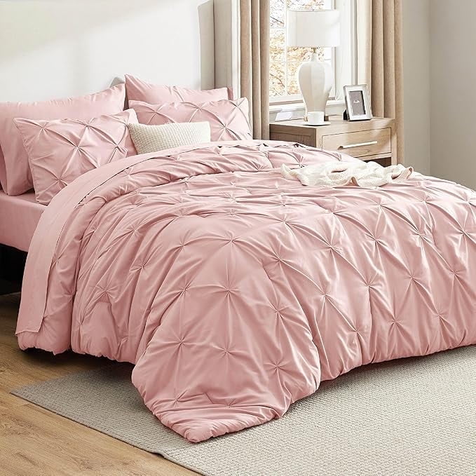 U by Bedsure Pink Comforter Set Full - Bedding Sets Full 7 Pieces, Bed in a Bag Pink Bed Set with Comforter, Sheets, Pillowcases & Shams, Adult & Kids Bedding