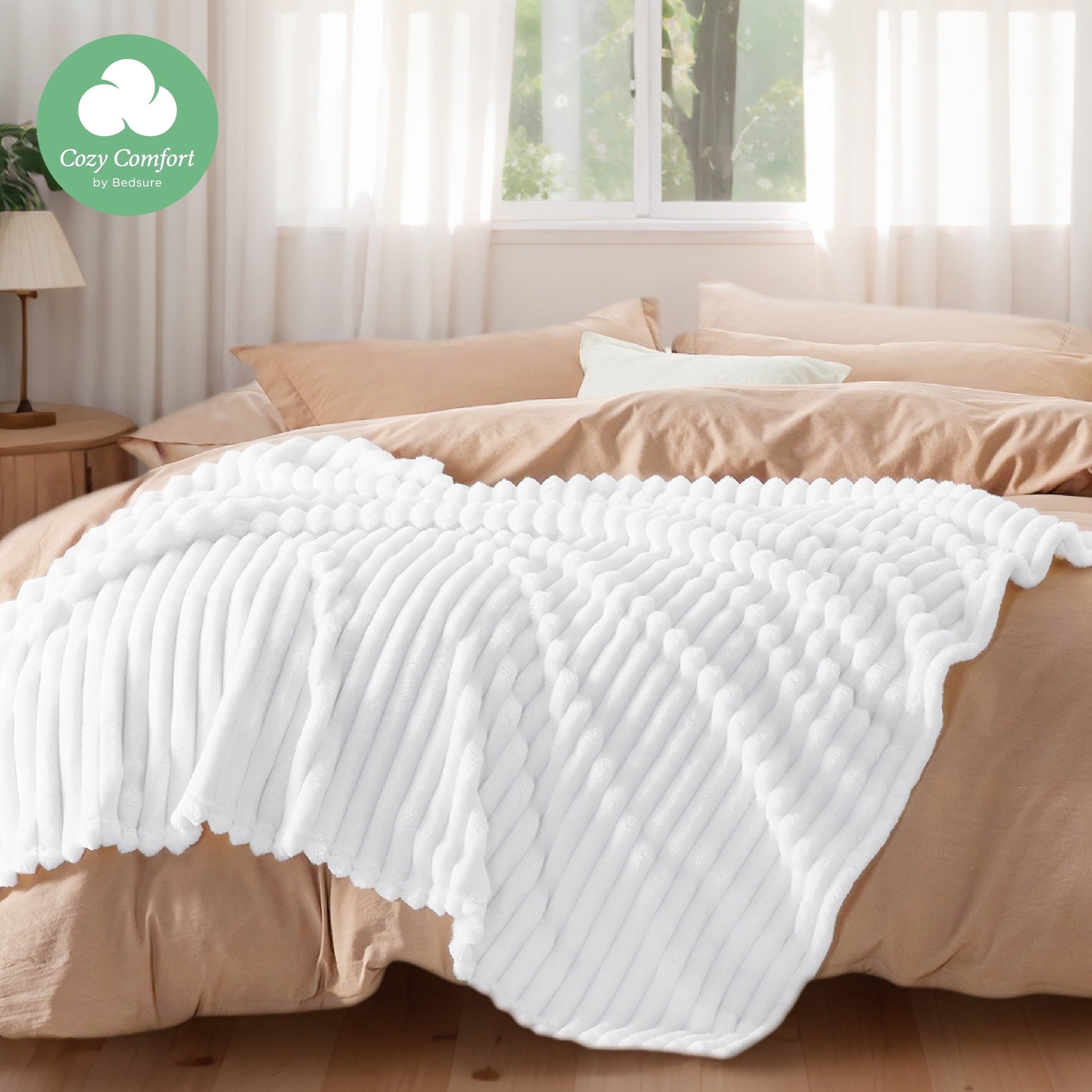 U by Bedsure Pure White Fleece Twin Blanket for Couch - Super Soft Cozy Blankets for Women, Girls, 60x80 inches