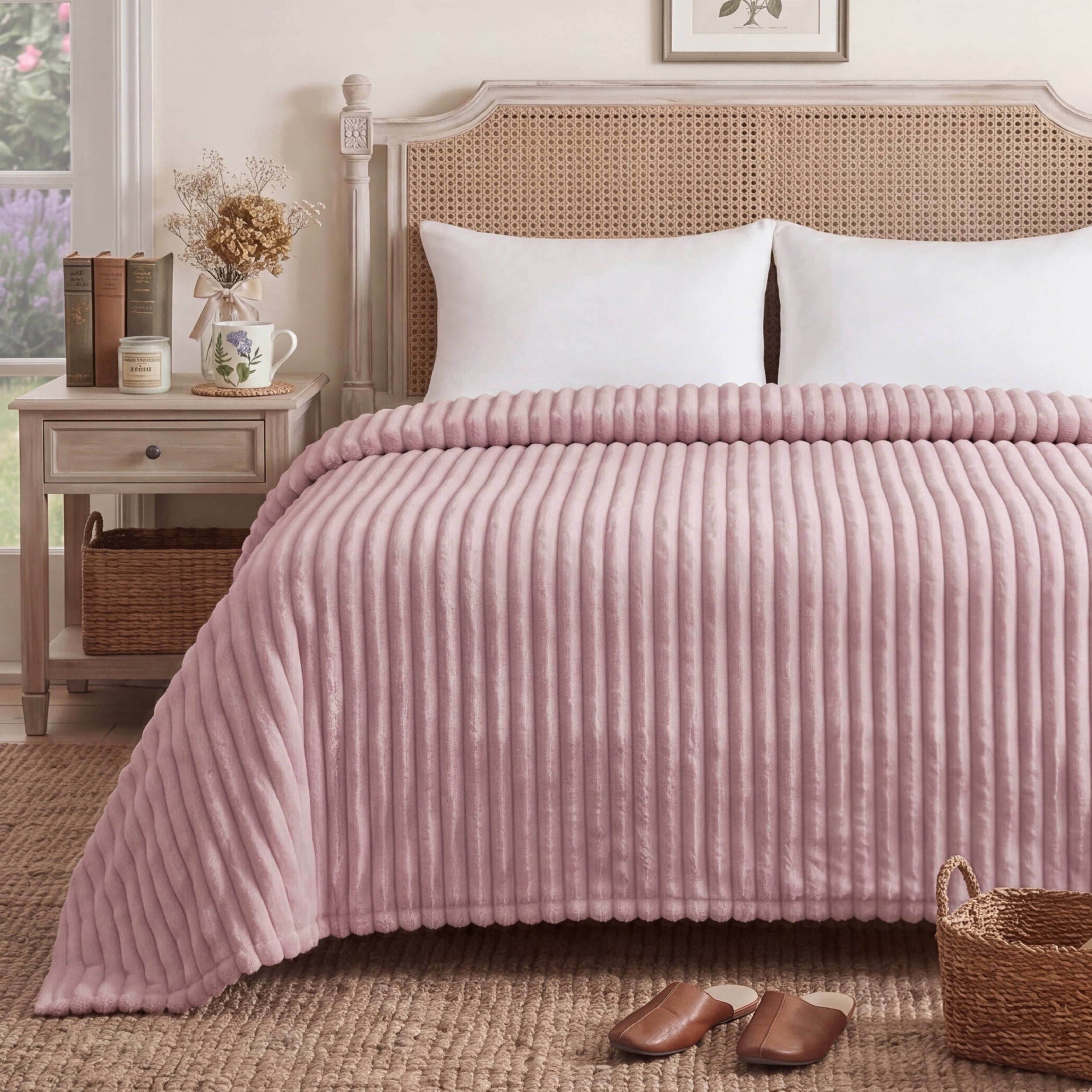 U by Bedsure Pink Fleece Blanket for Couch - Cozy Soft Blankets for Women, Cute Small Throws for Girls, 108x90 Inches New