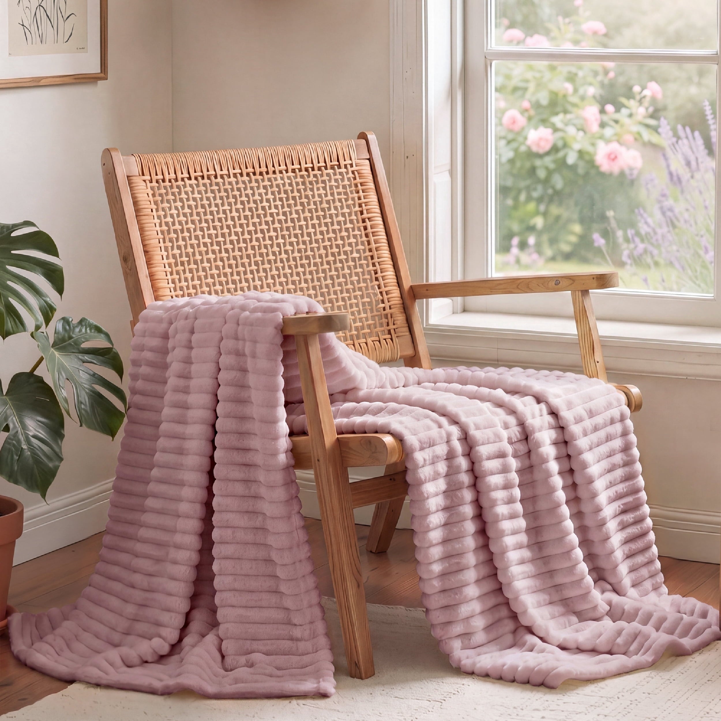 U by Bedsure Pink Fleece Blanket for Couch - Cozy Soft Blankets for Women, Cute Small Throws for Girls, 60x80 Inches New