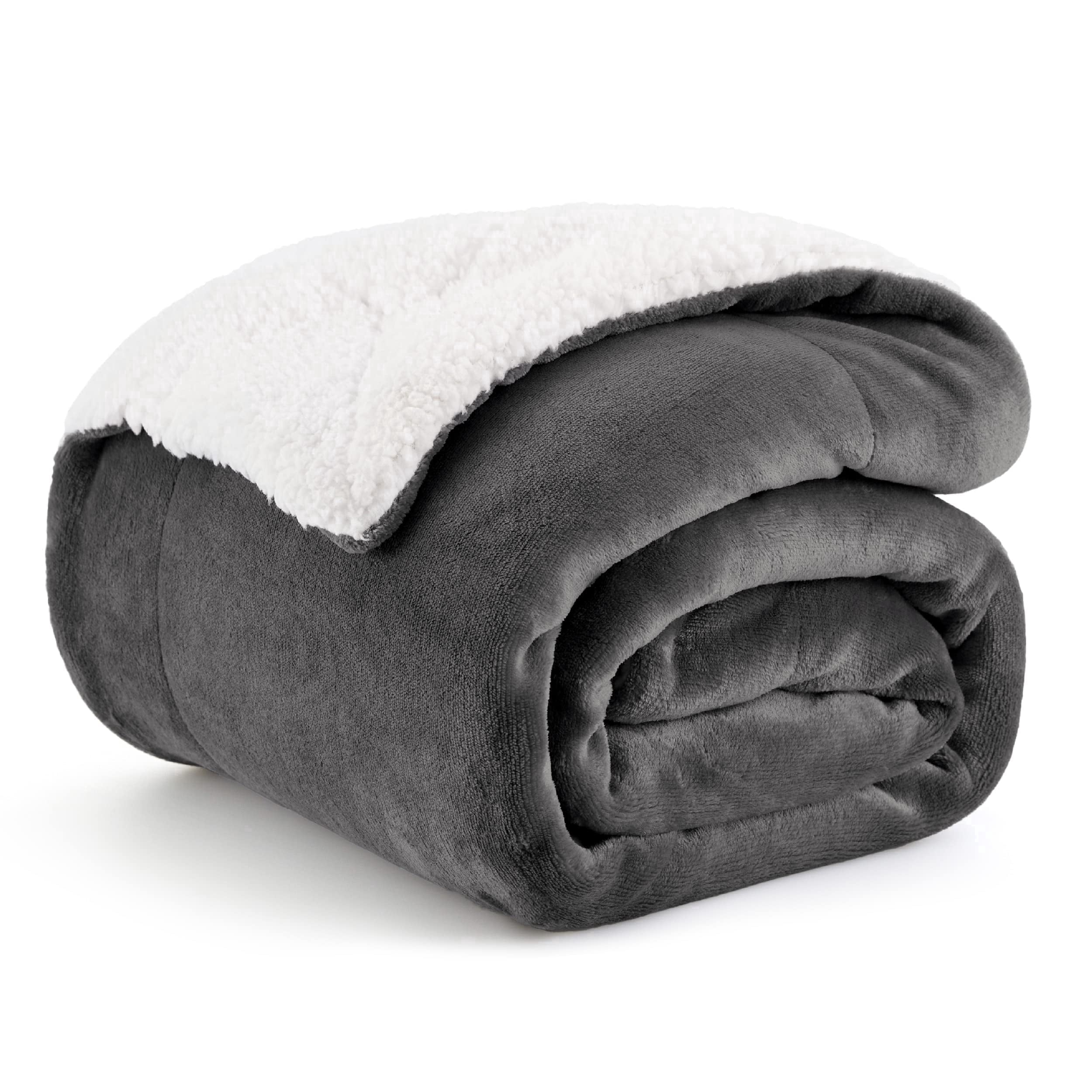 U by Bedsure GentleSoft Sherpa Fleece Throw Blanket for Couch - Thick and Warm Throw , Soft Fuzzy Plush Car Blanket for Winter, Charcoal, 50x60 Inches